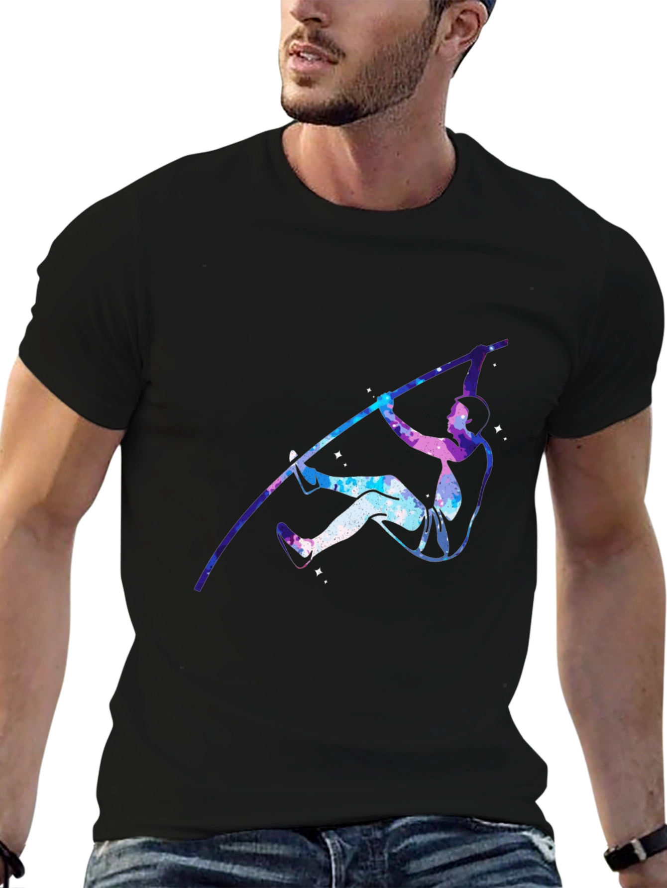 Pole Vaulting Galaxy T-Shirt - Black