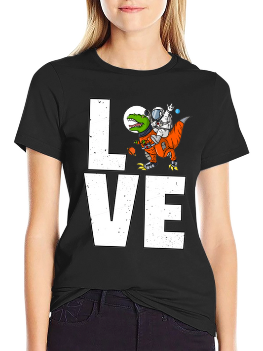 Astronaut Riding Dinosaur LOVE T-Shirt