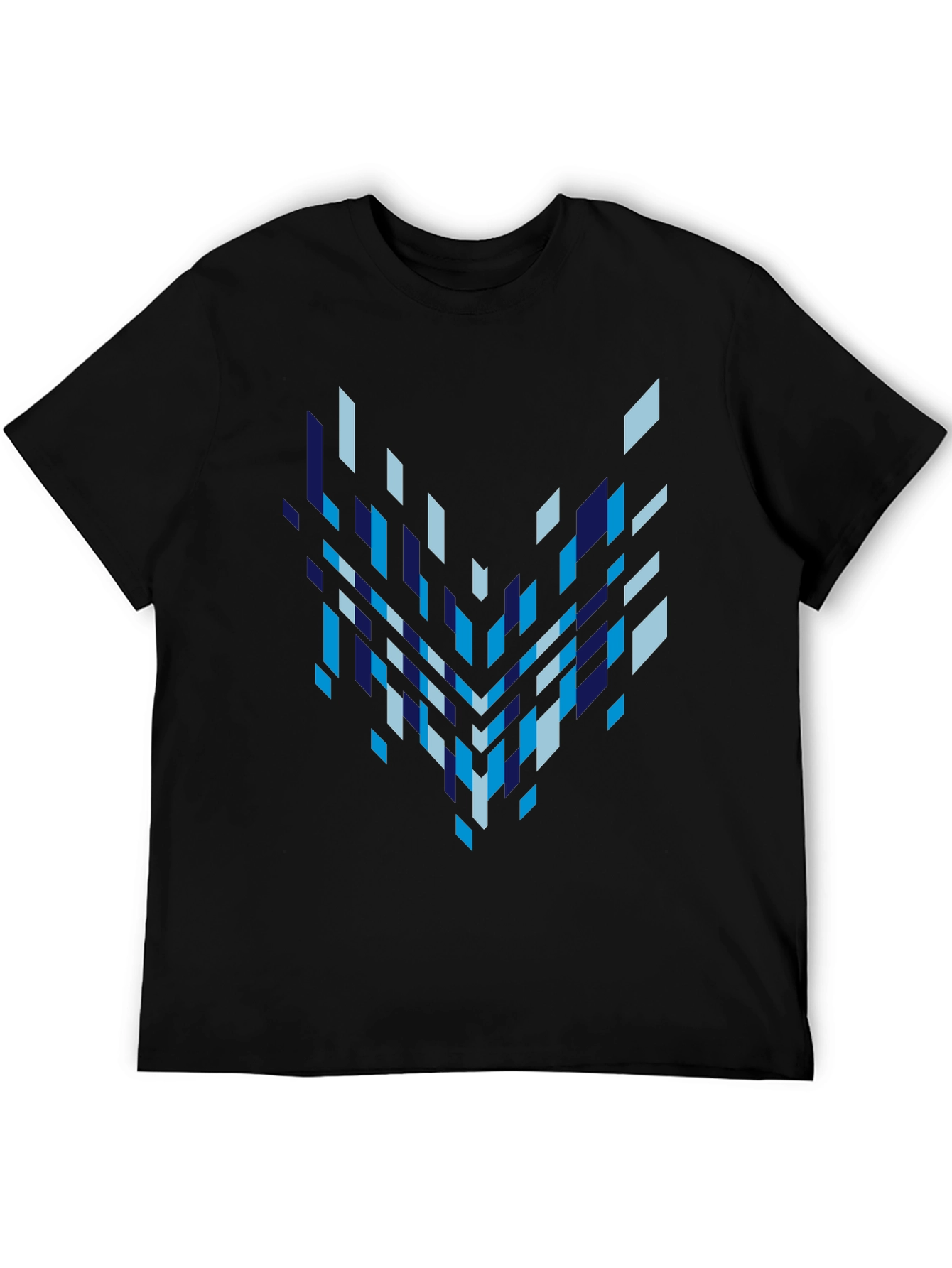 Geometric Pixelated Pattern Black Tee