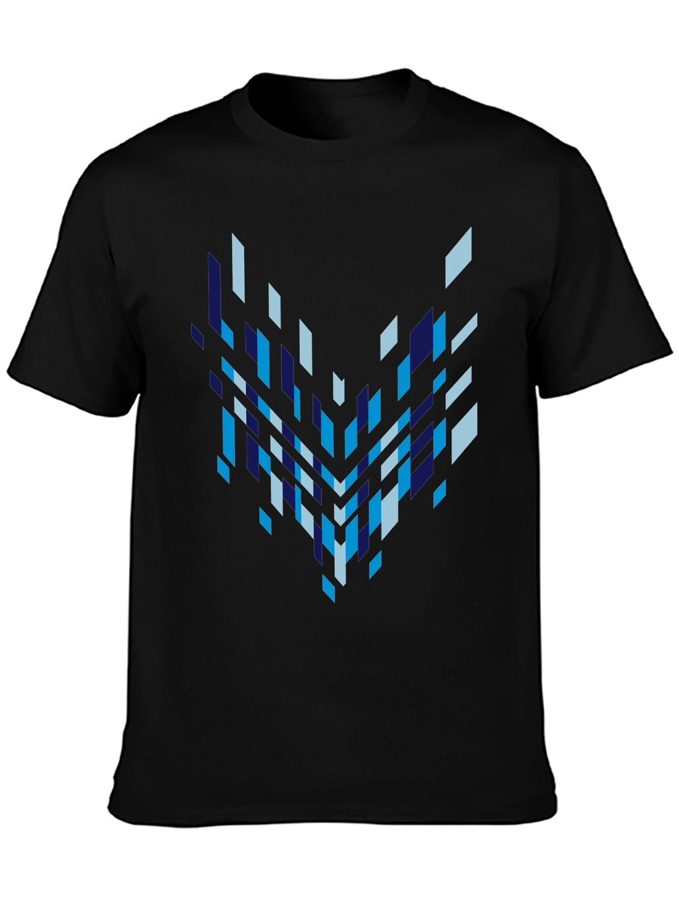 Geometric Pixelated Pattern Black Tee