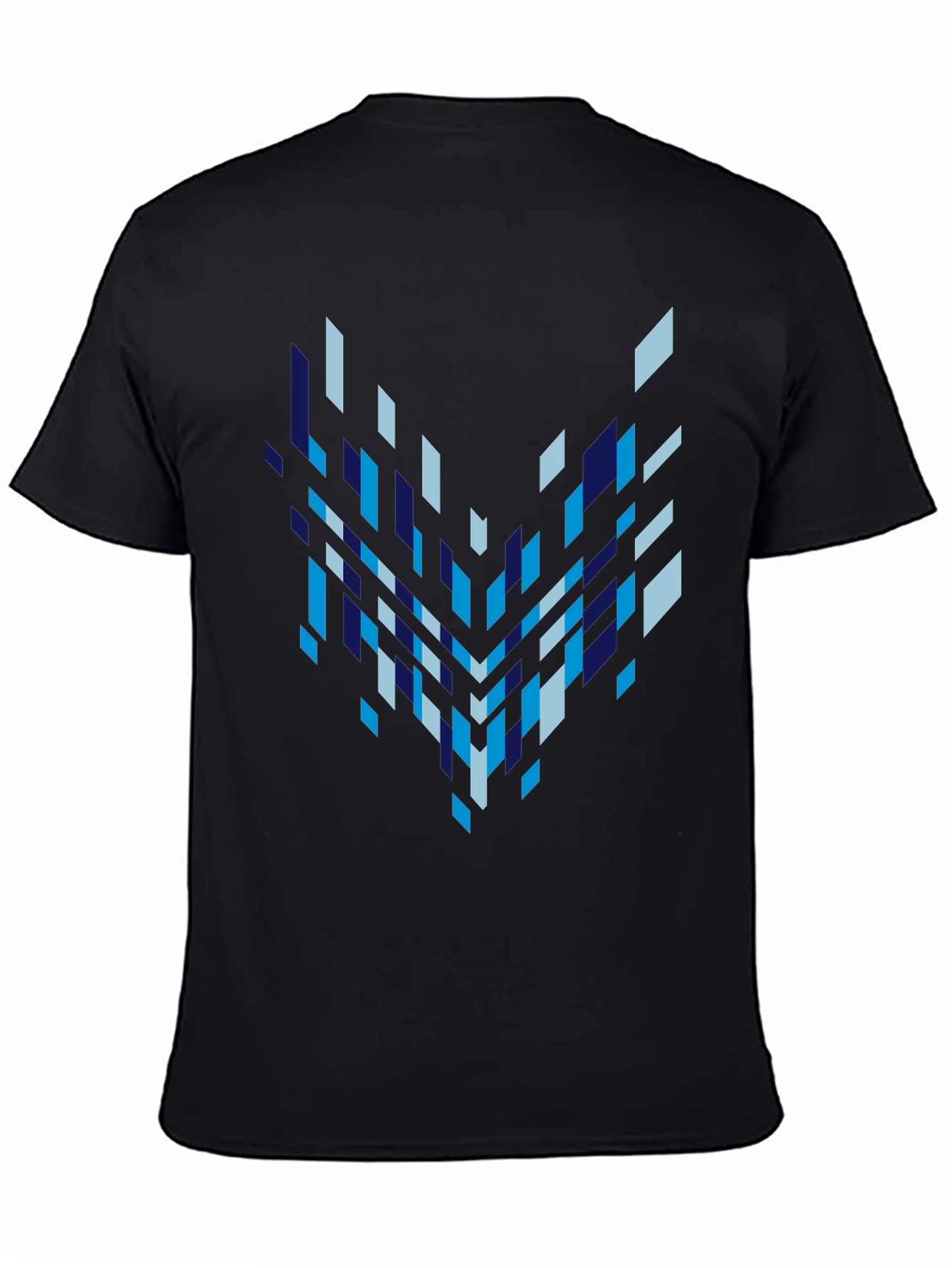 Geometric Pixelated Pattern Black Tee