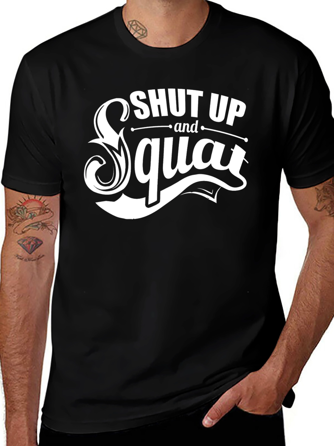 Shut Up and Squat Black T-Shirt Gym Workout