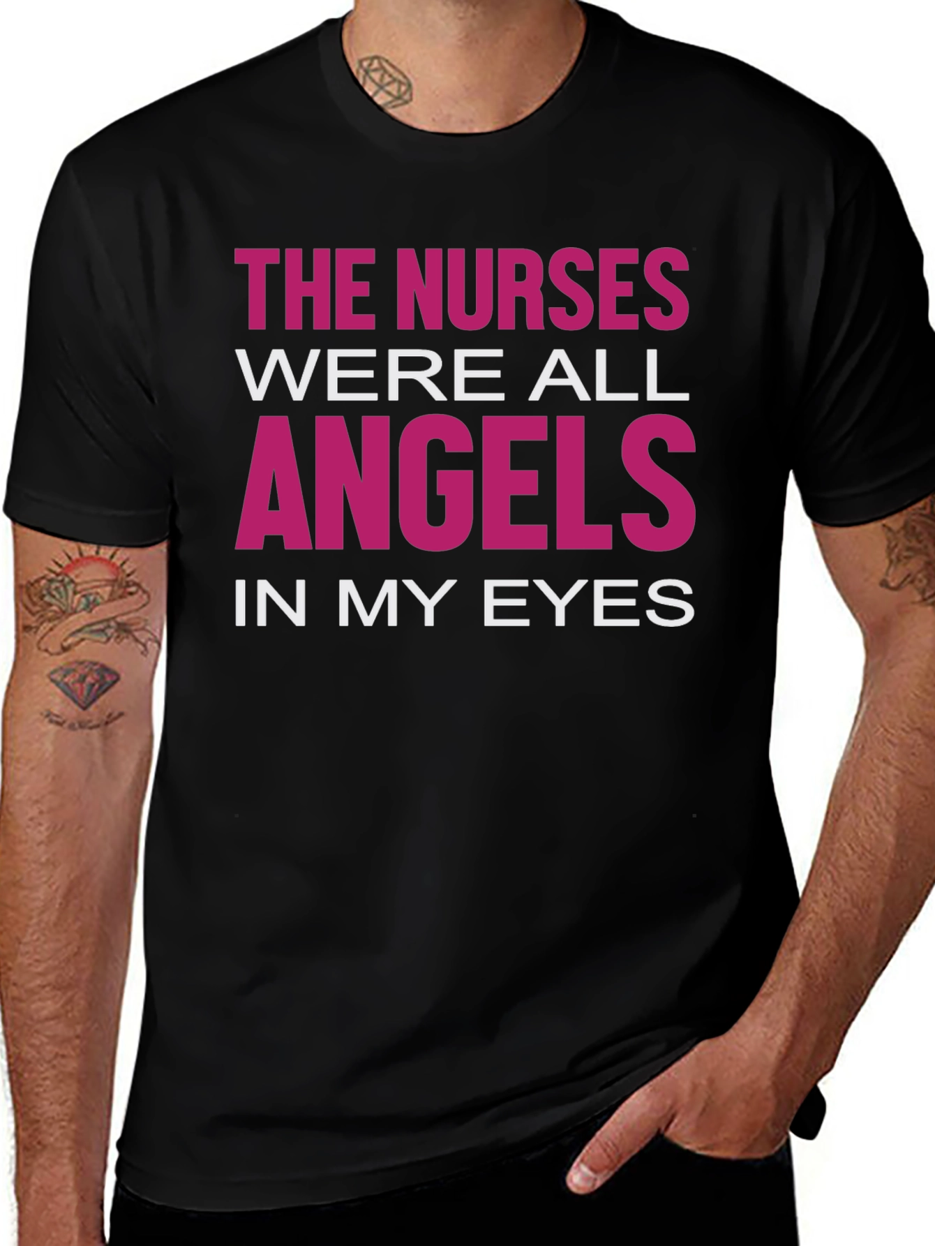 Nurses Were Angels Graphic T-Shirt - Black