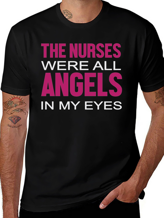 Nurses Were Angels Graphic T-Shirt - Black