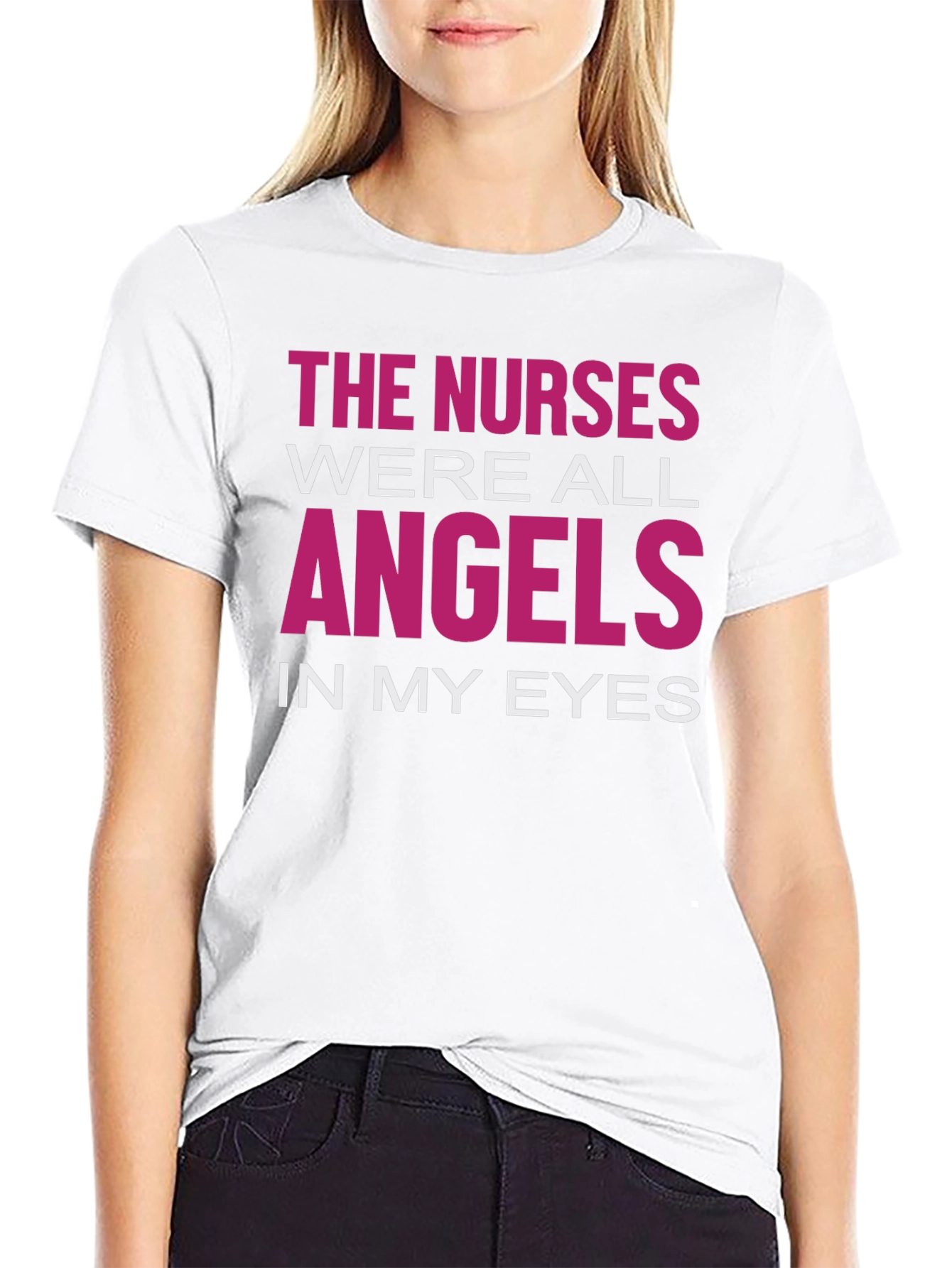 Nurses Were Angels Graphic T-Shirt - Black