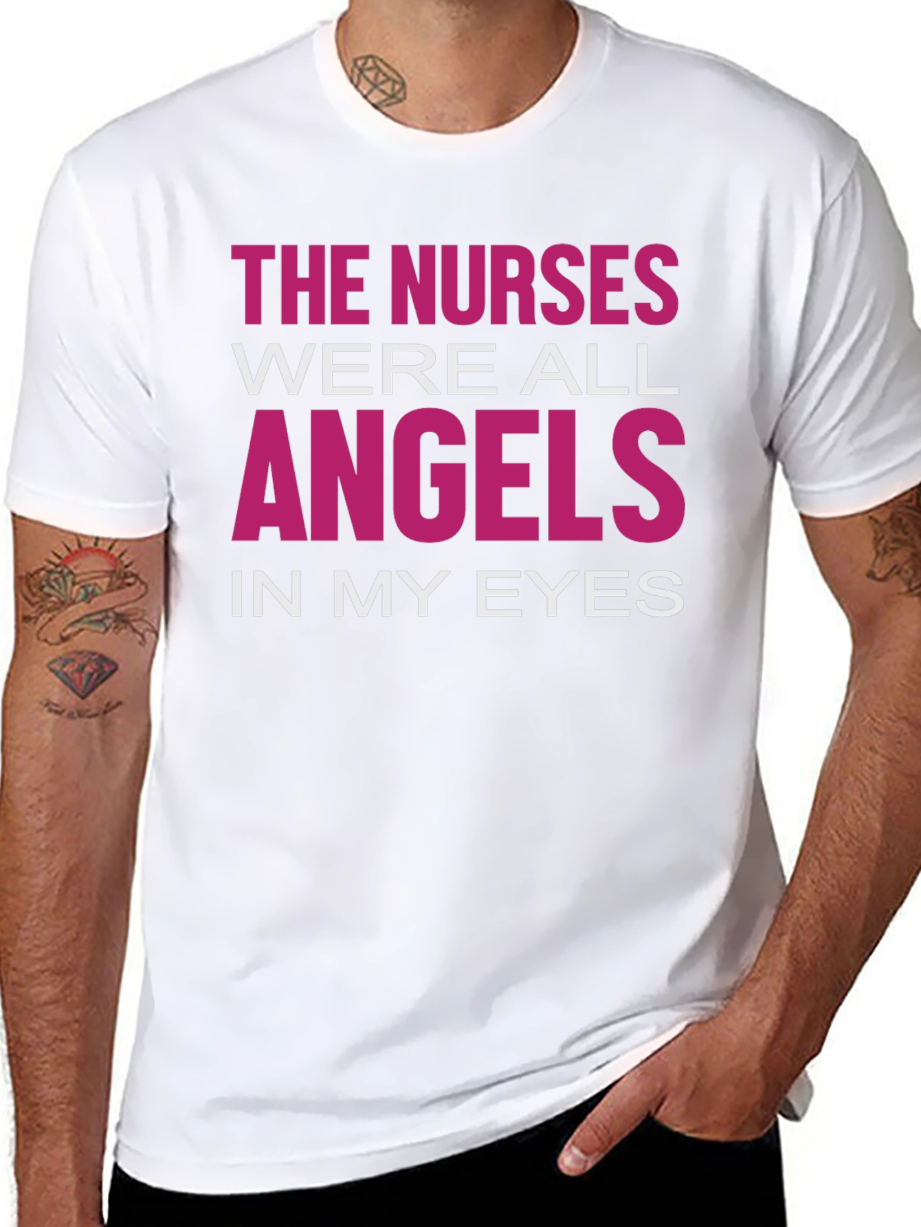 Nurses Were Angels Graphic T-Shirt - Black