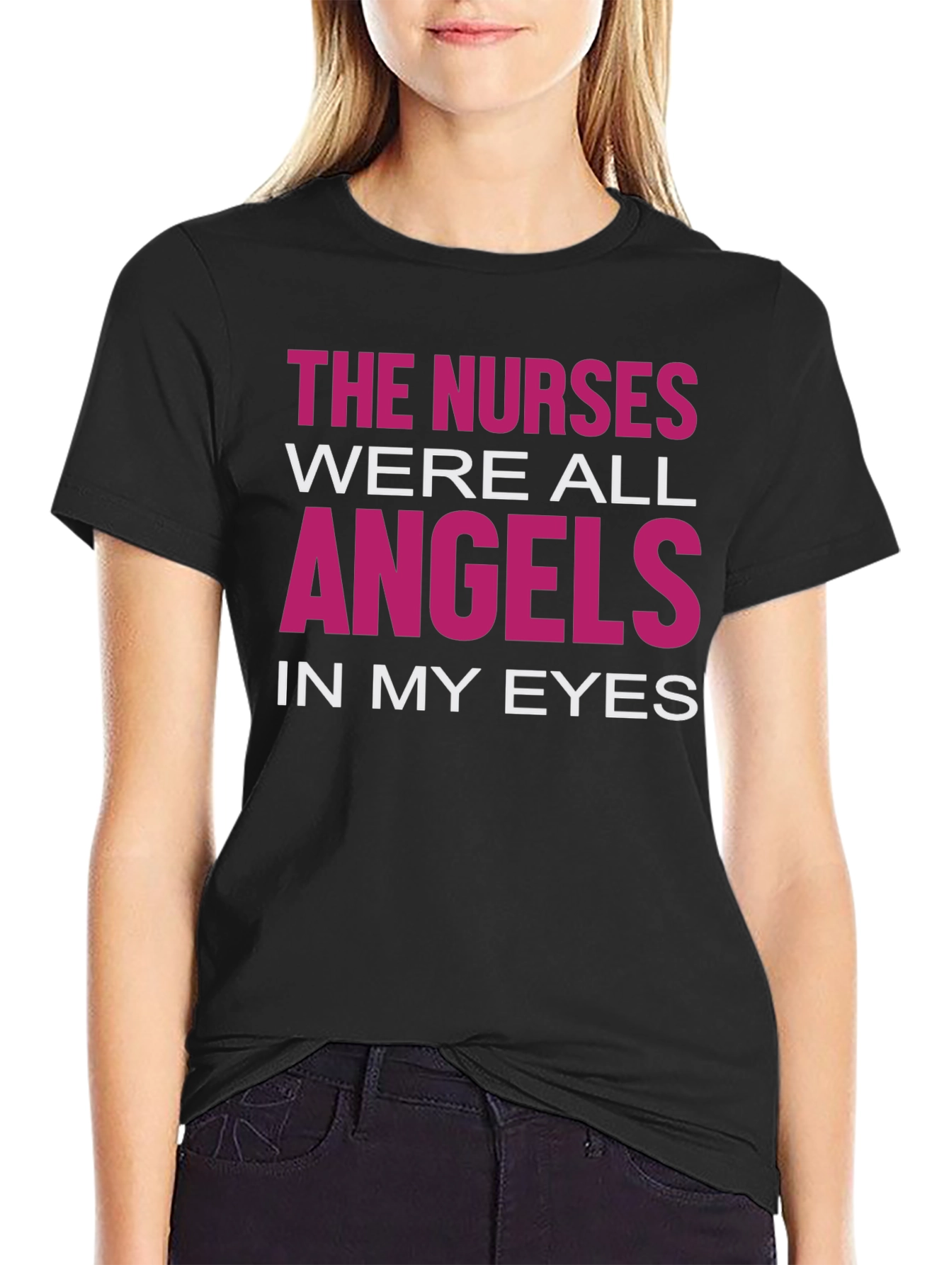 Nurses Were Angels Graphic T-Shirt - Black