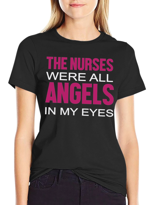 Nurses Were Angels Graphic T-Shirt - Black