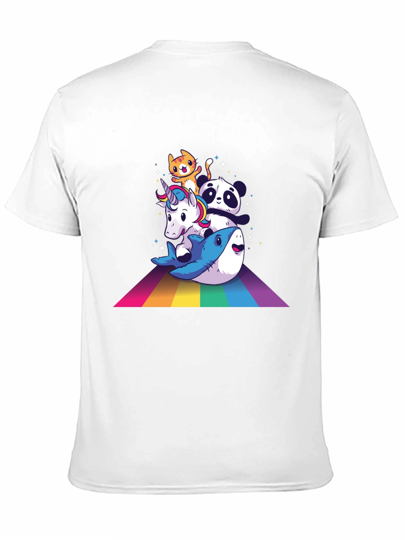 Rainbow Animals Black T-Shirt