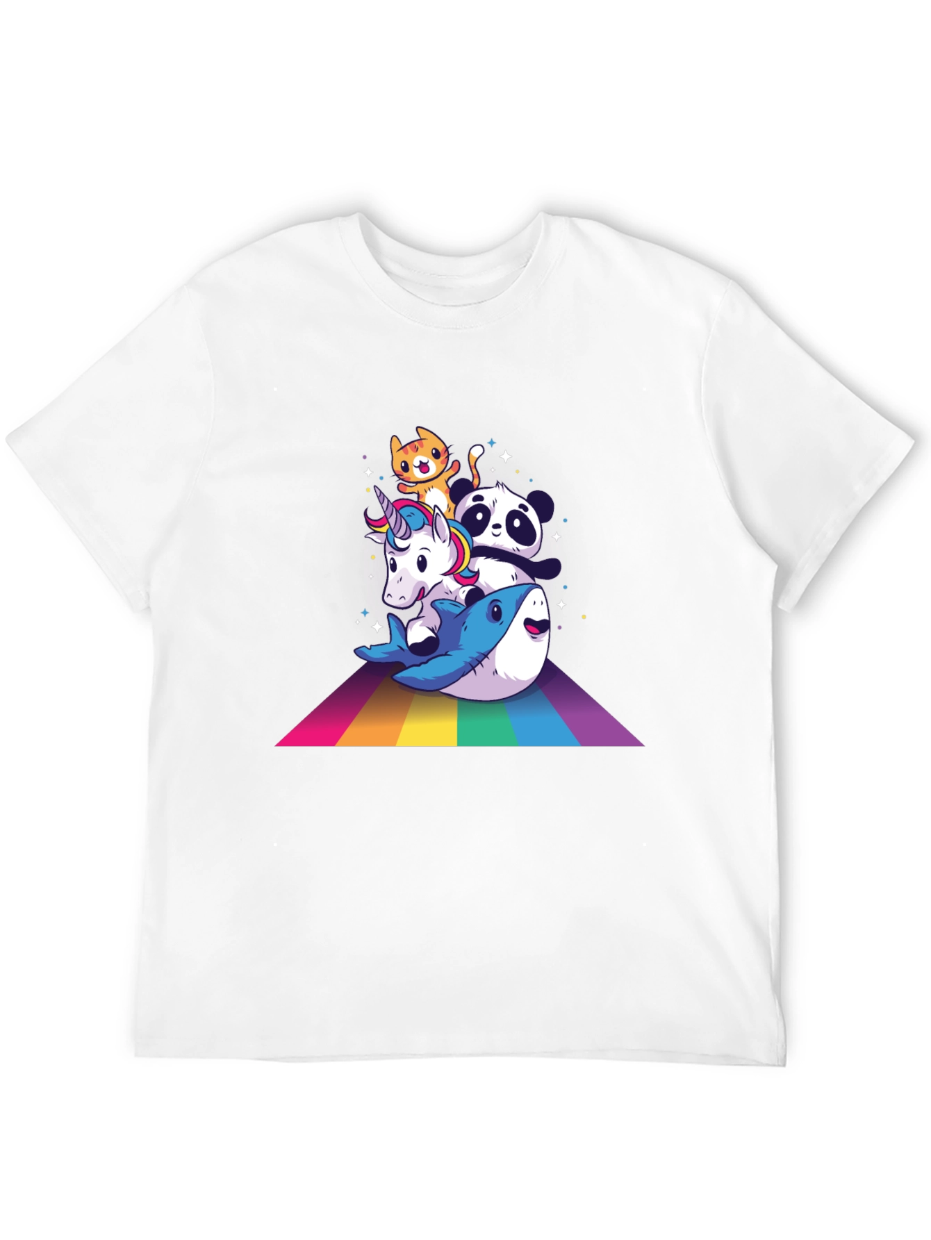 Rainbow Animals Black T-Shirt
