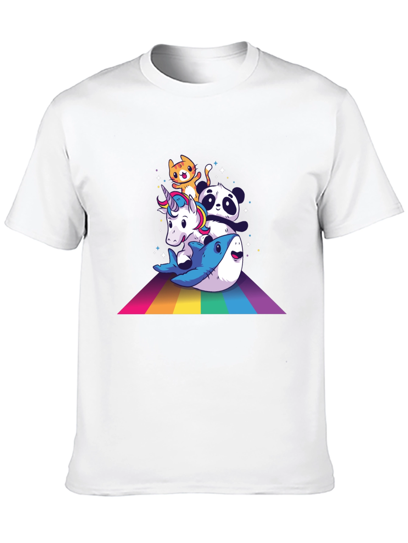 Rainbow Animals Black T-Shirt