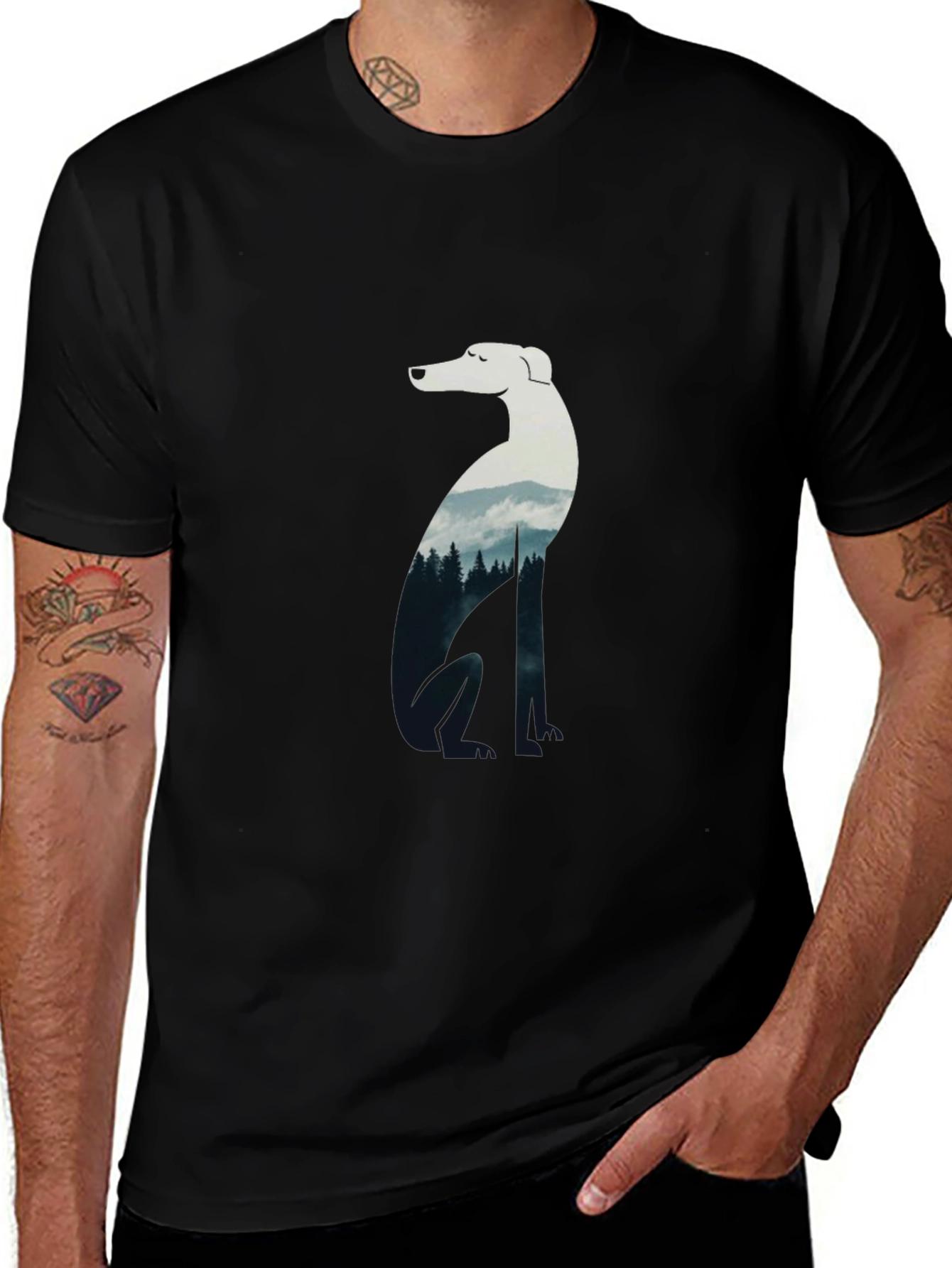 Dog Silhouette Forest T-Shirt