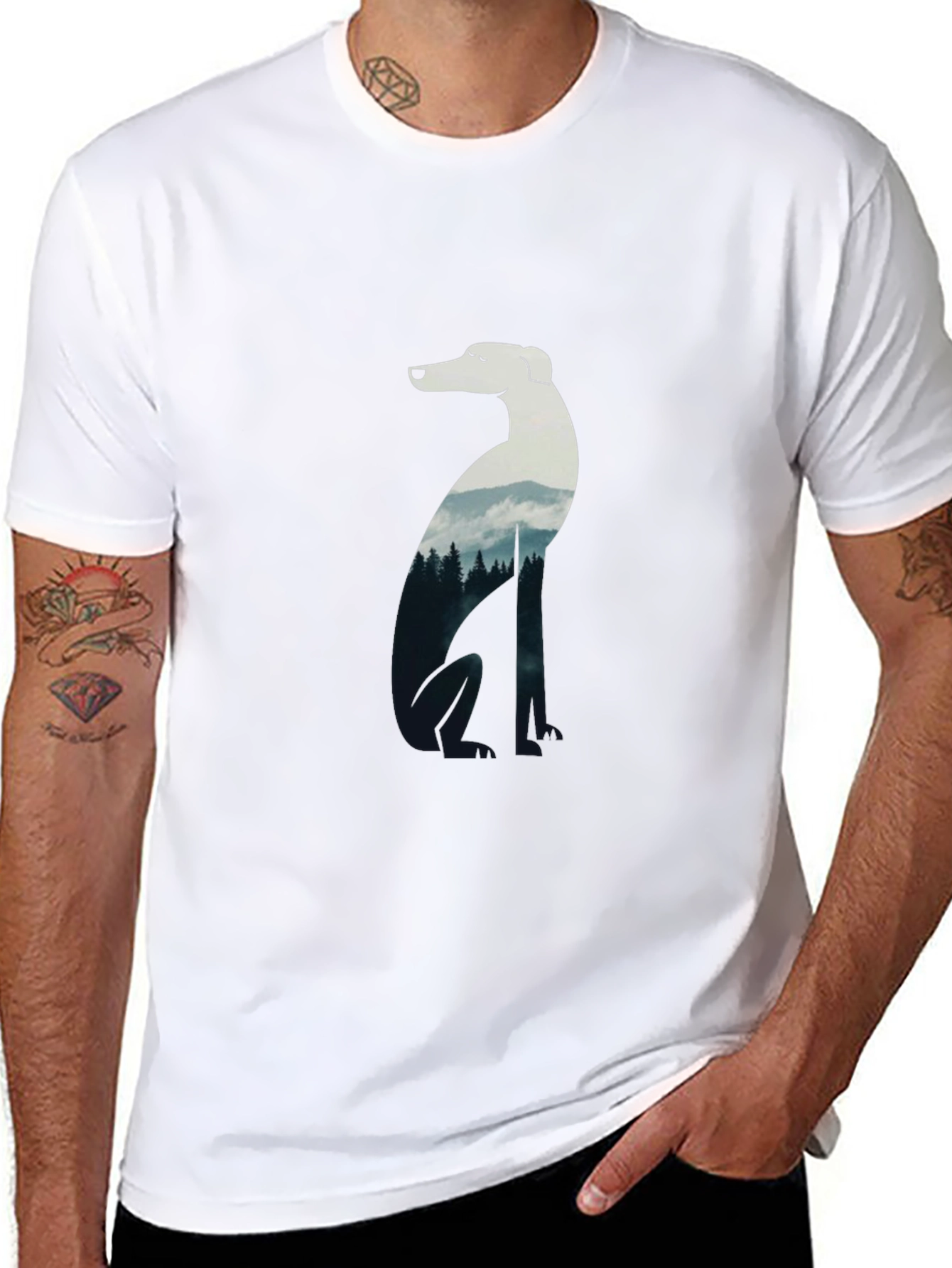Dog Silhouette Forest T-Shirt