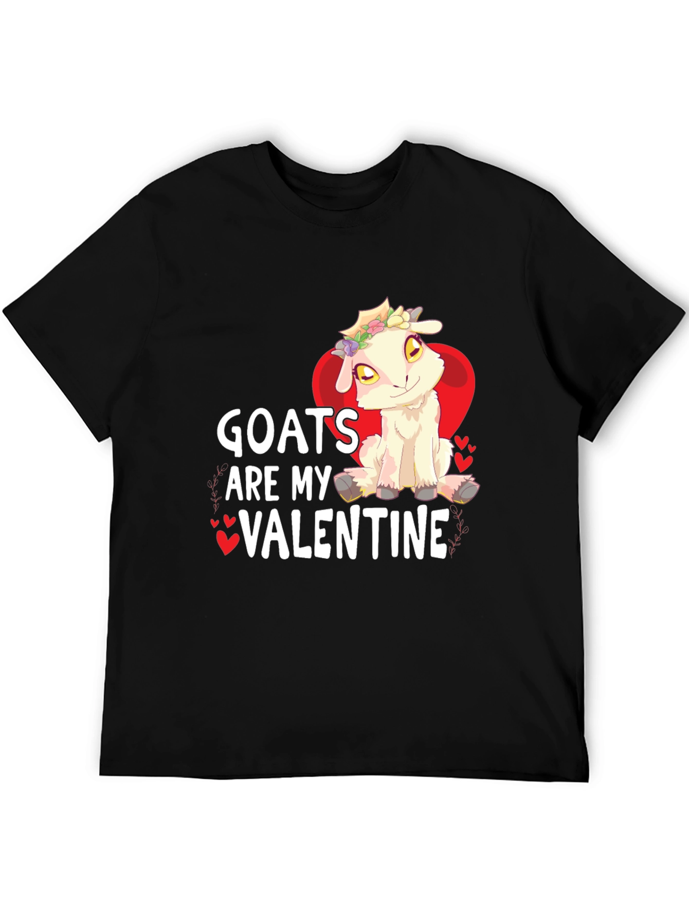 Goats Are My Valentine Graphic Tee - Black