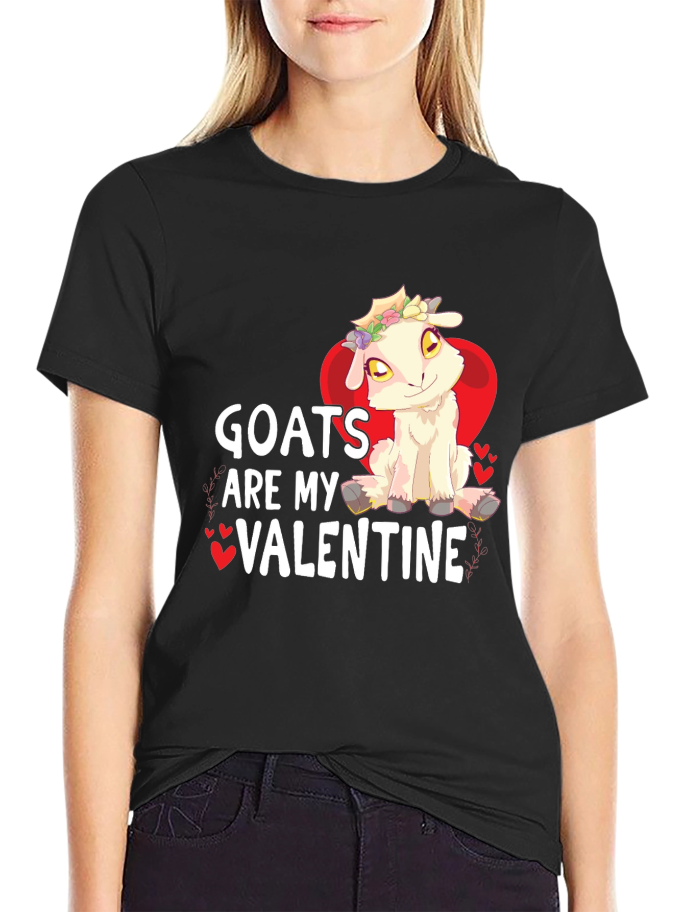 Goats Are My Valentine Graphic Tee - Black