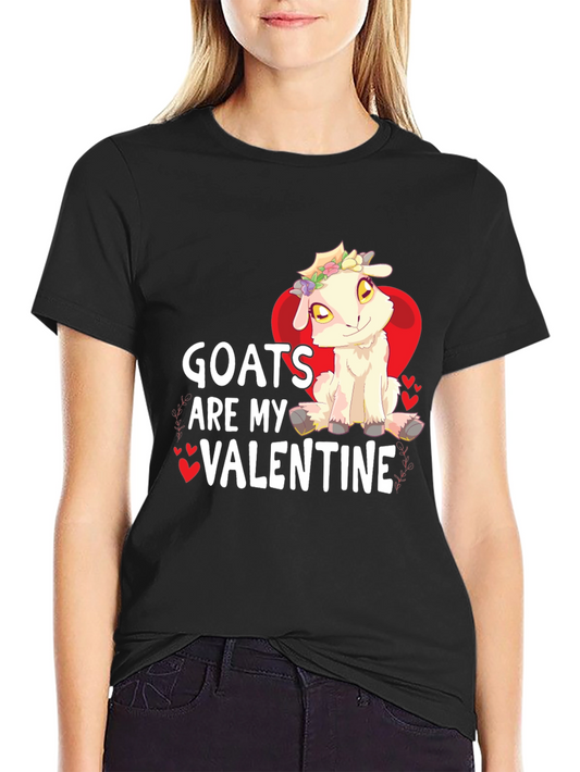 Goats Are My Valentine Graphic Tee - Black