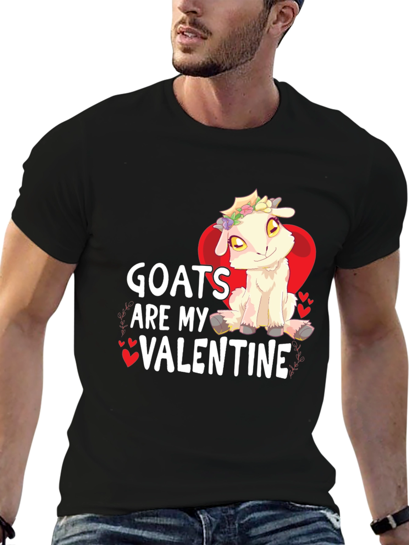Goats Are My Valentine Graphic Tee - Black