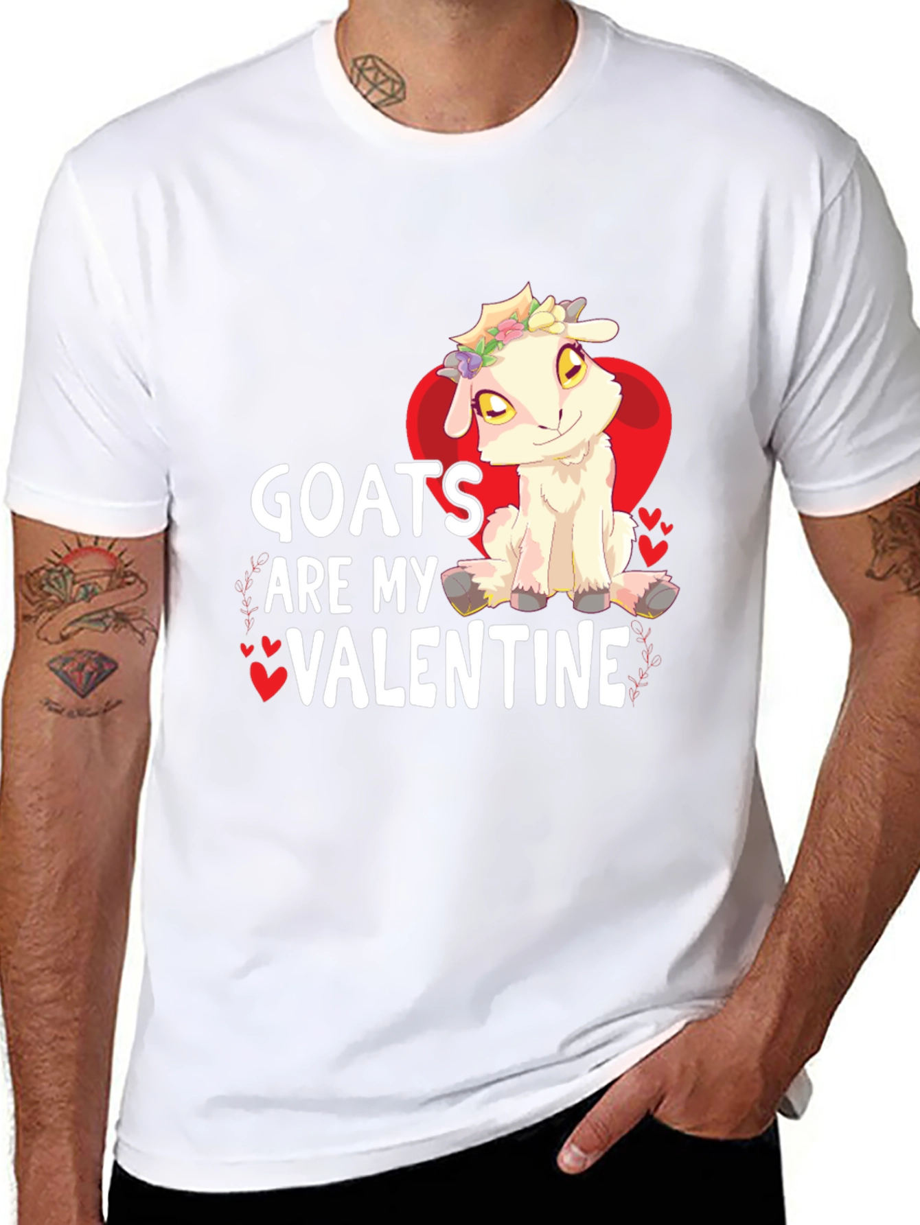 Goats Are My Valentine Graphic Tee - Black
