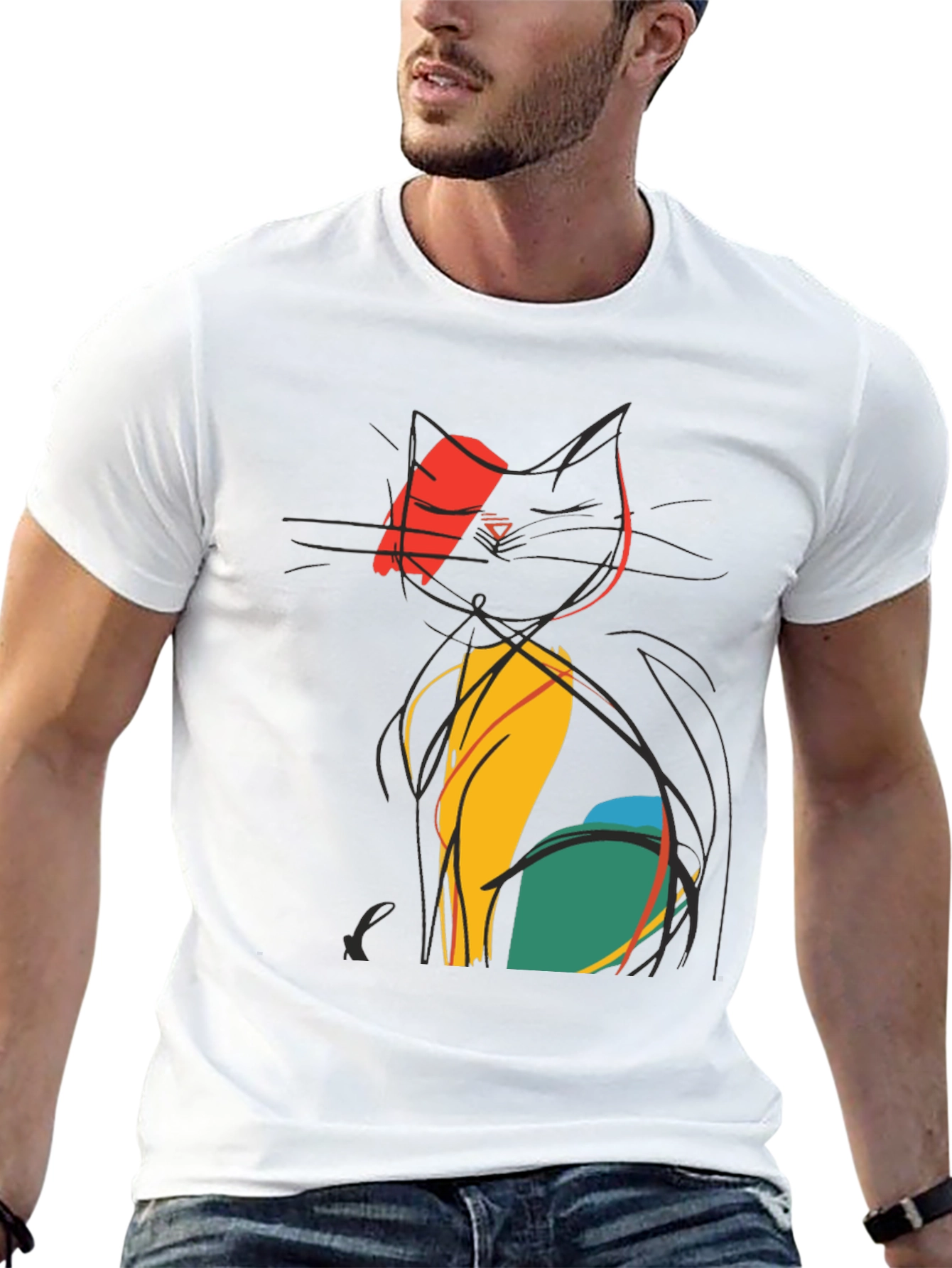 Abstract Cat Tee - Artistic Graphic Print