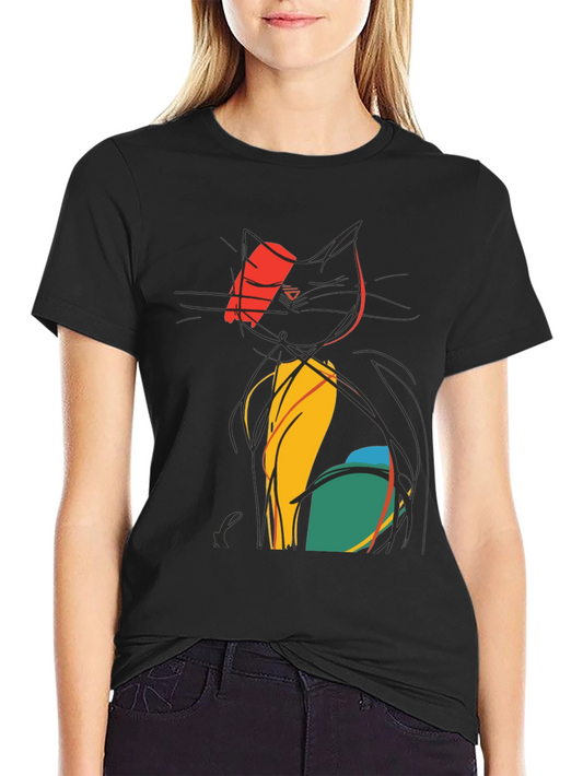Abstract Cat Tee - Artistic Graphic Print