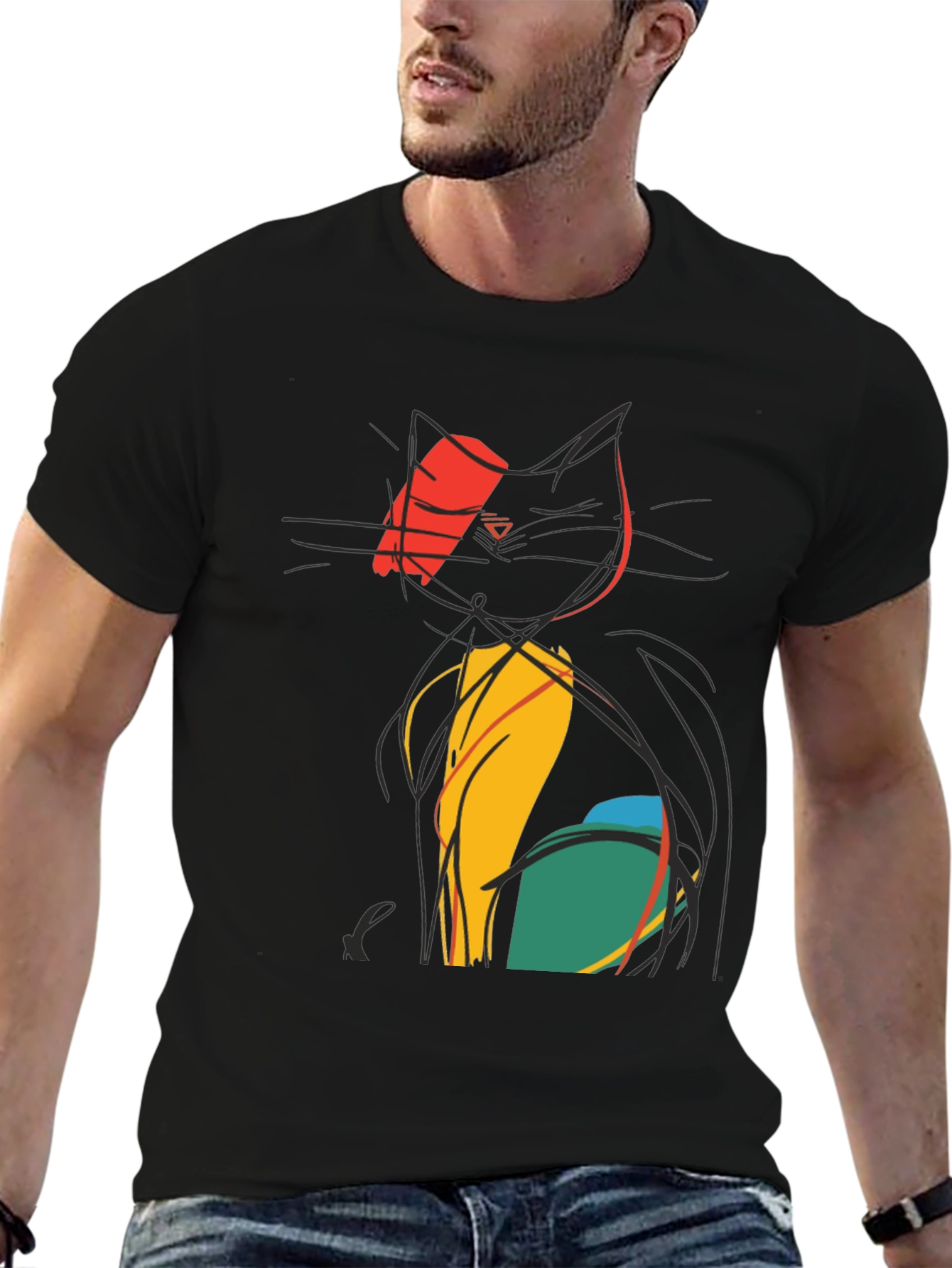 Abstract Cat Tee - Artistic Graphic Print