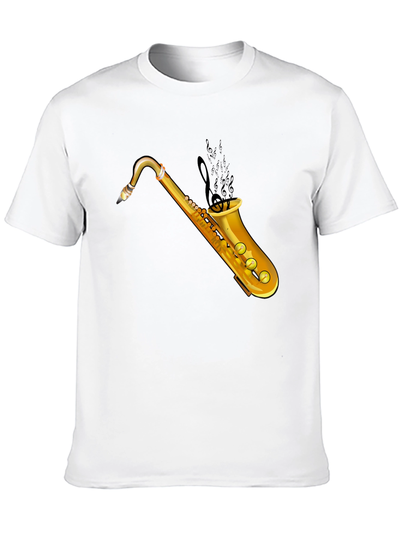Saxophone Graphic Tee - Black Cotton T-Shirt