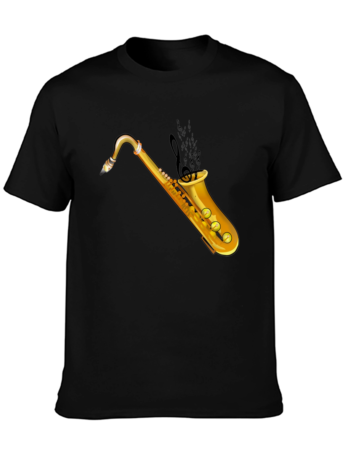 Saxophone Graphic Tee - Black Cotton T-Shirt