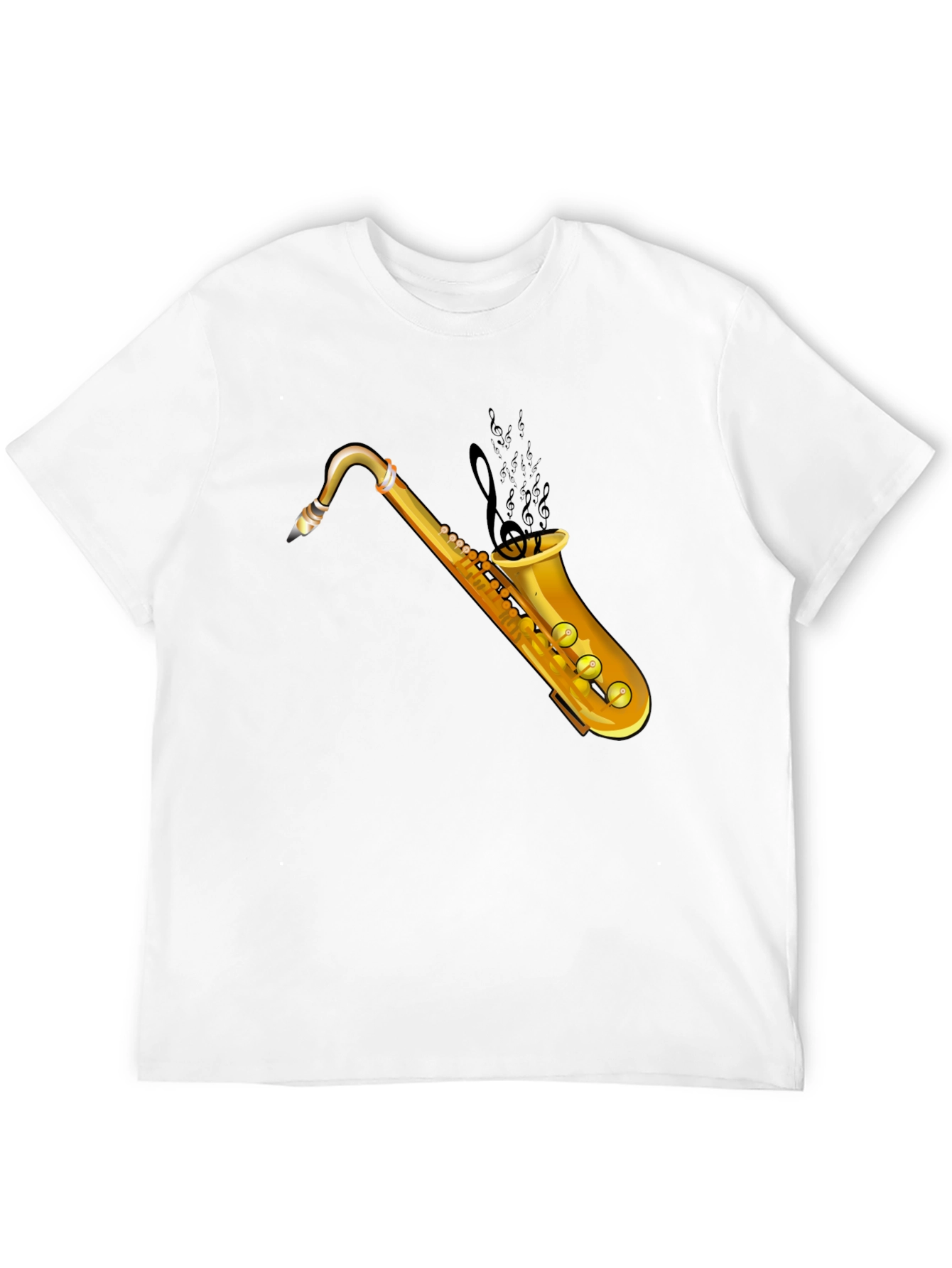 Saxophone Graphic Tee - Black Cotton T-Shirt