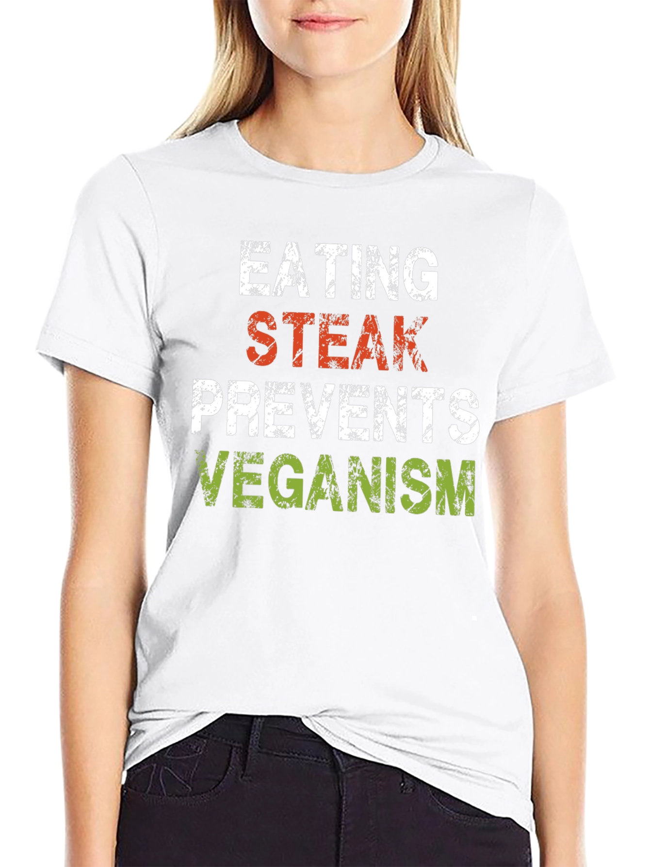 Eating Steak Prevents Veganism Funny Graphic Tee