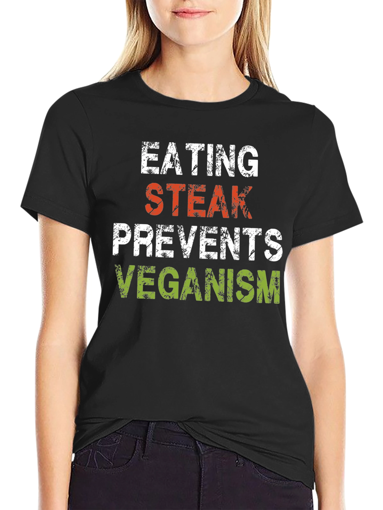 Eating Steak Prevents Veganism Funny Graphic Tee