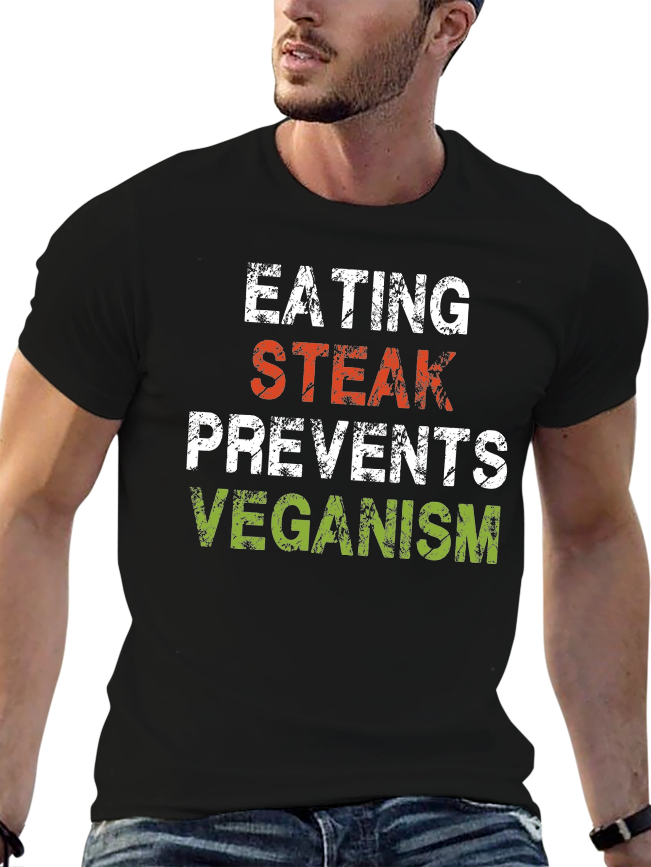 Eating Steak Prevents Veganism Funny Graphic Tee