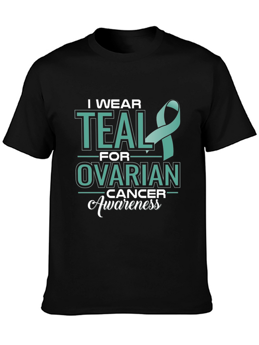 Teal Ribbon Ovarian Cancer Awareness T-Shirt