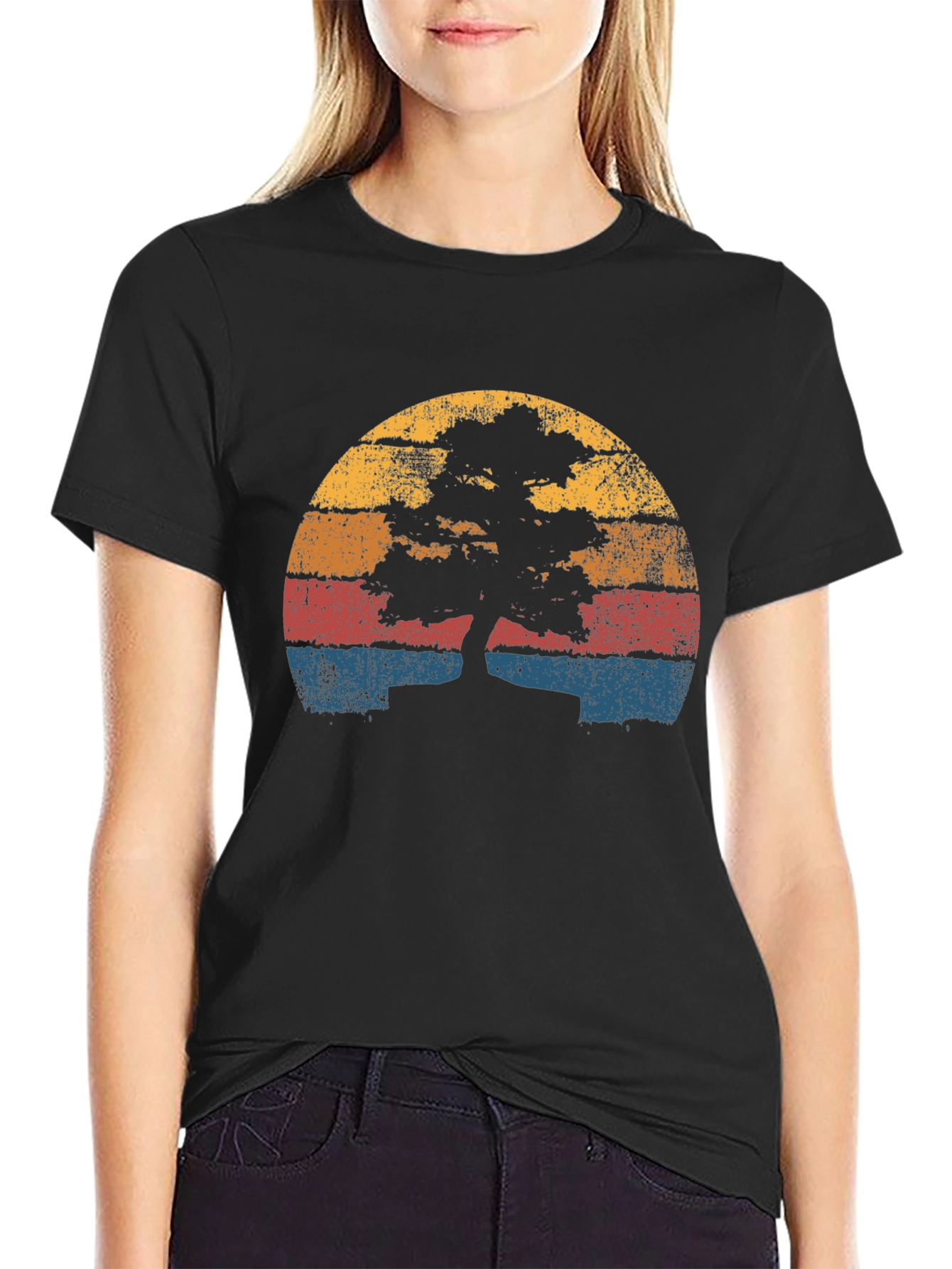 Retro Bonsai Tree Sunset T-Shirt