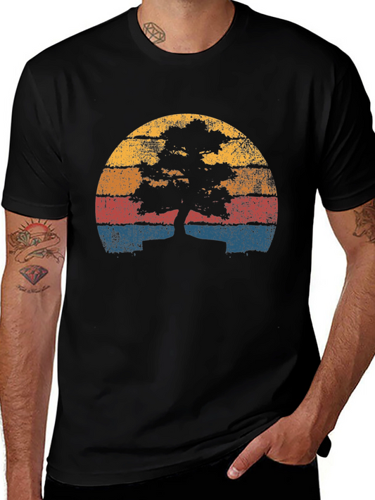 Retro Bonsai Tree Sunset T-Shirt