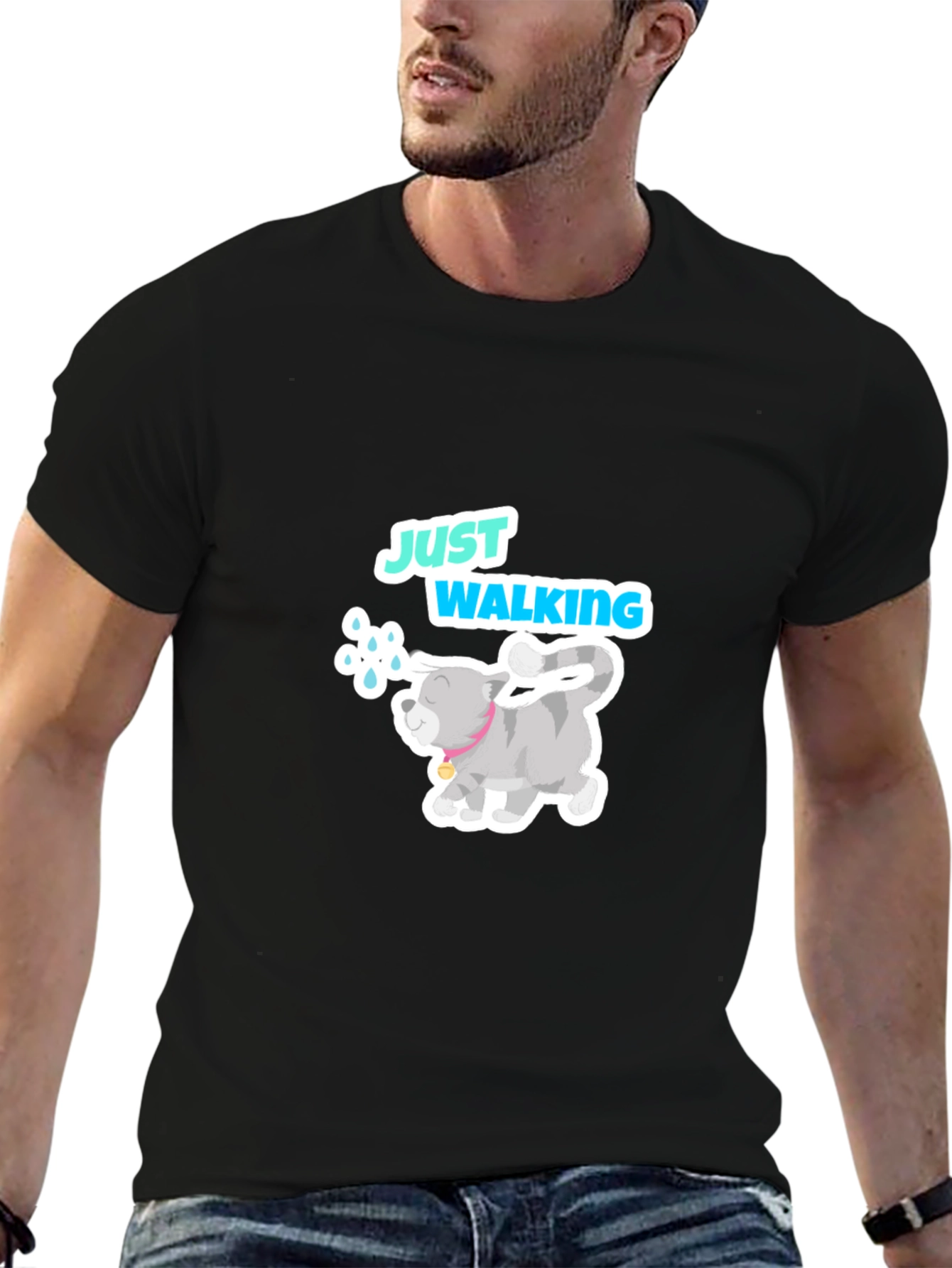 Just Walking Cat Graphic Tee