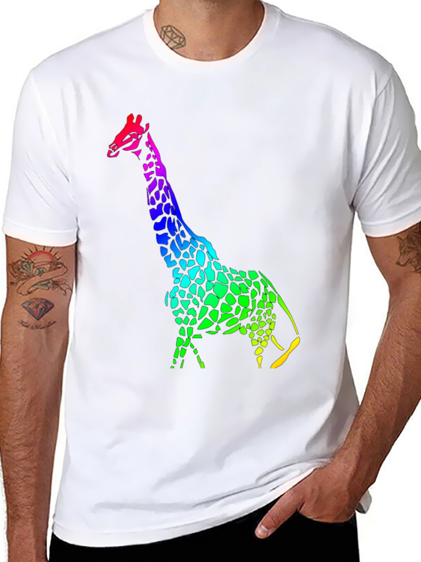 Rainbow Giraffe Graphic Tee - Unique Design