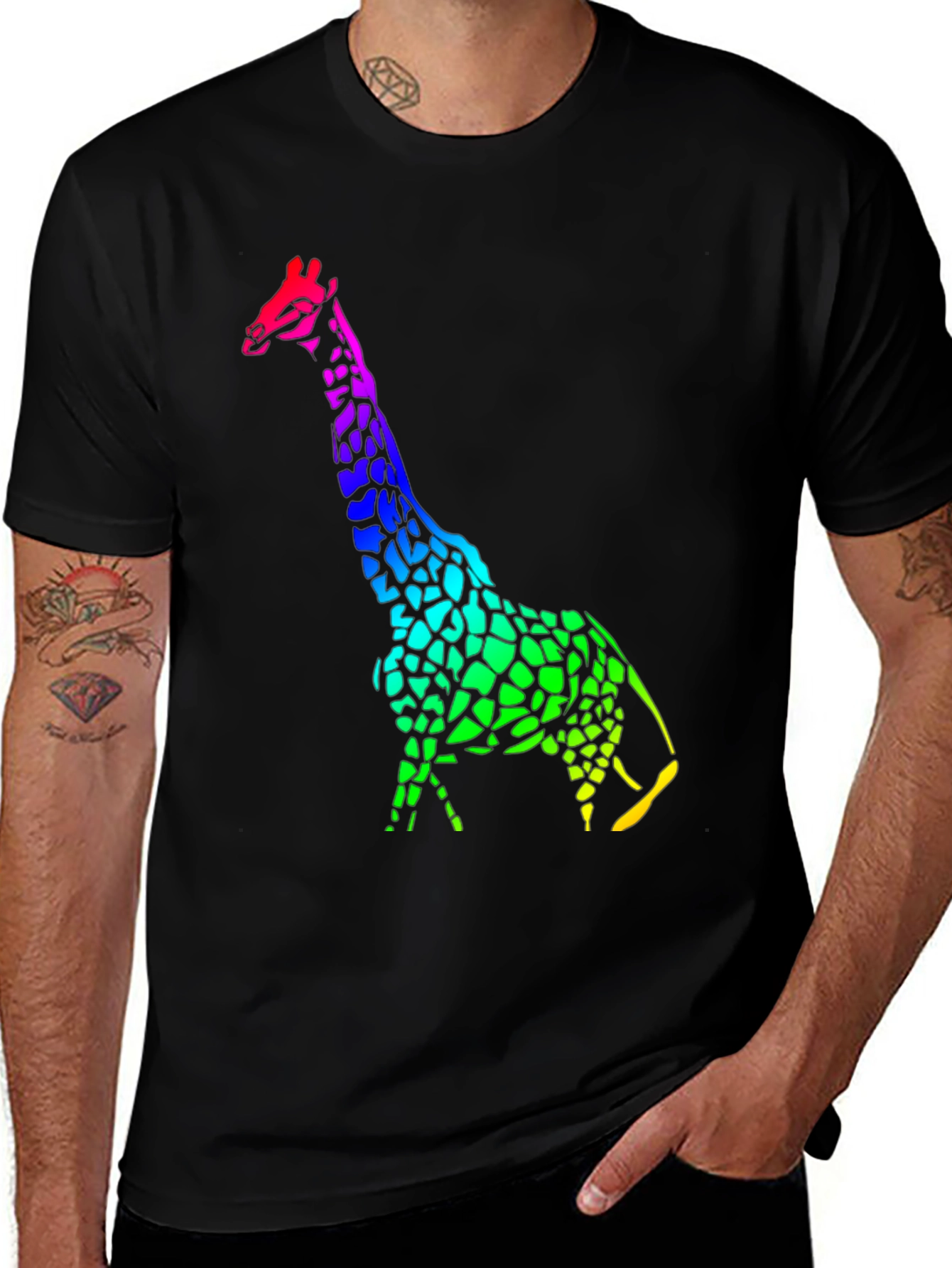 Rainbow Giraffe Graphic Tee - Unique Design