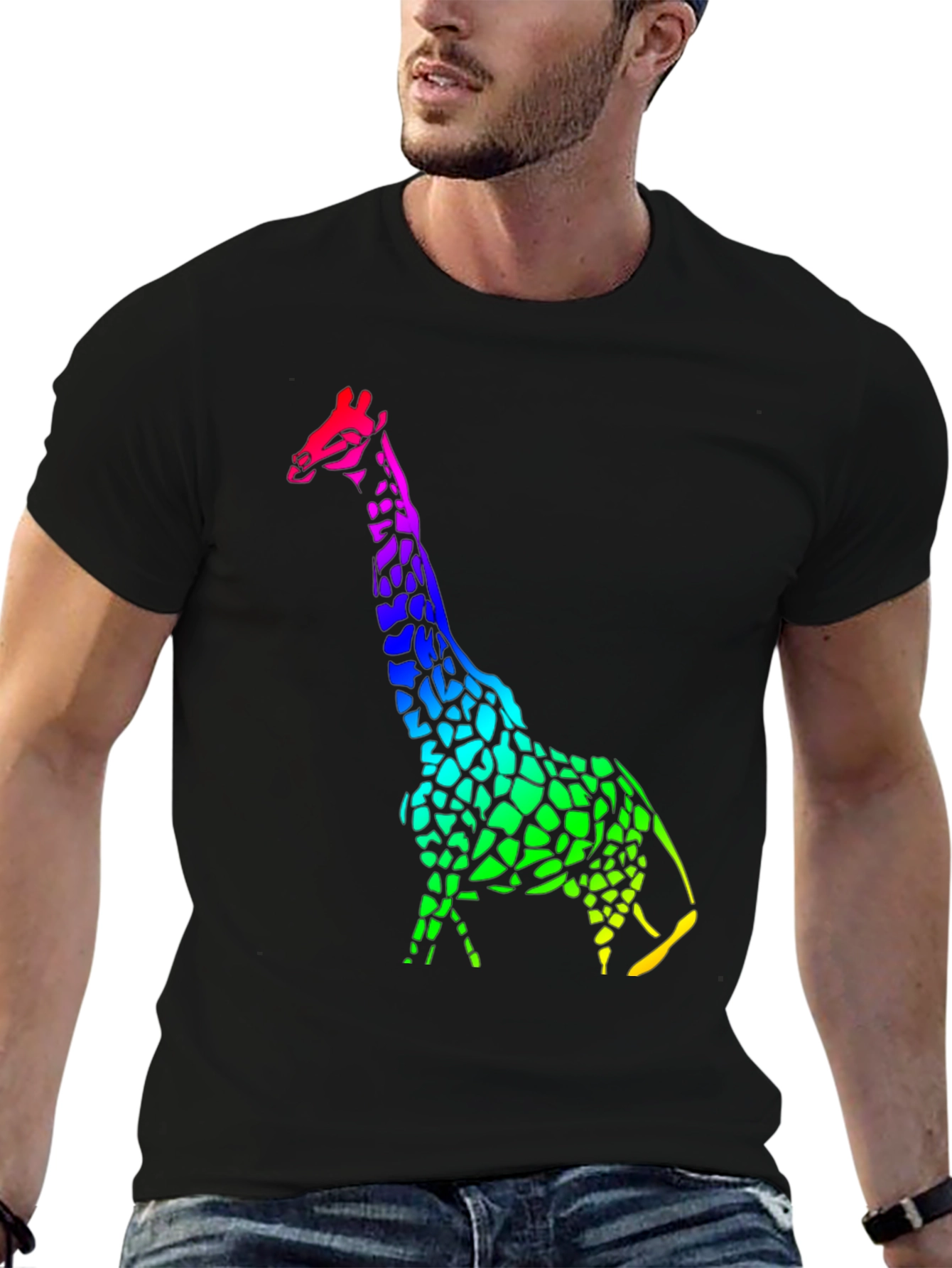 Rainbow Giraffe Graphic Tee - Unique Design