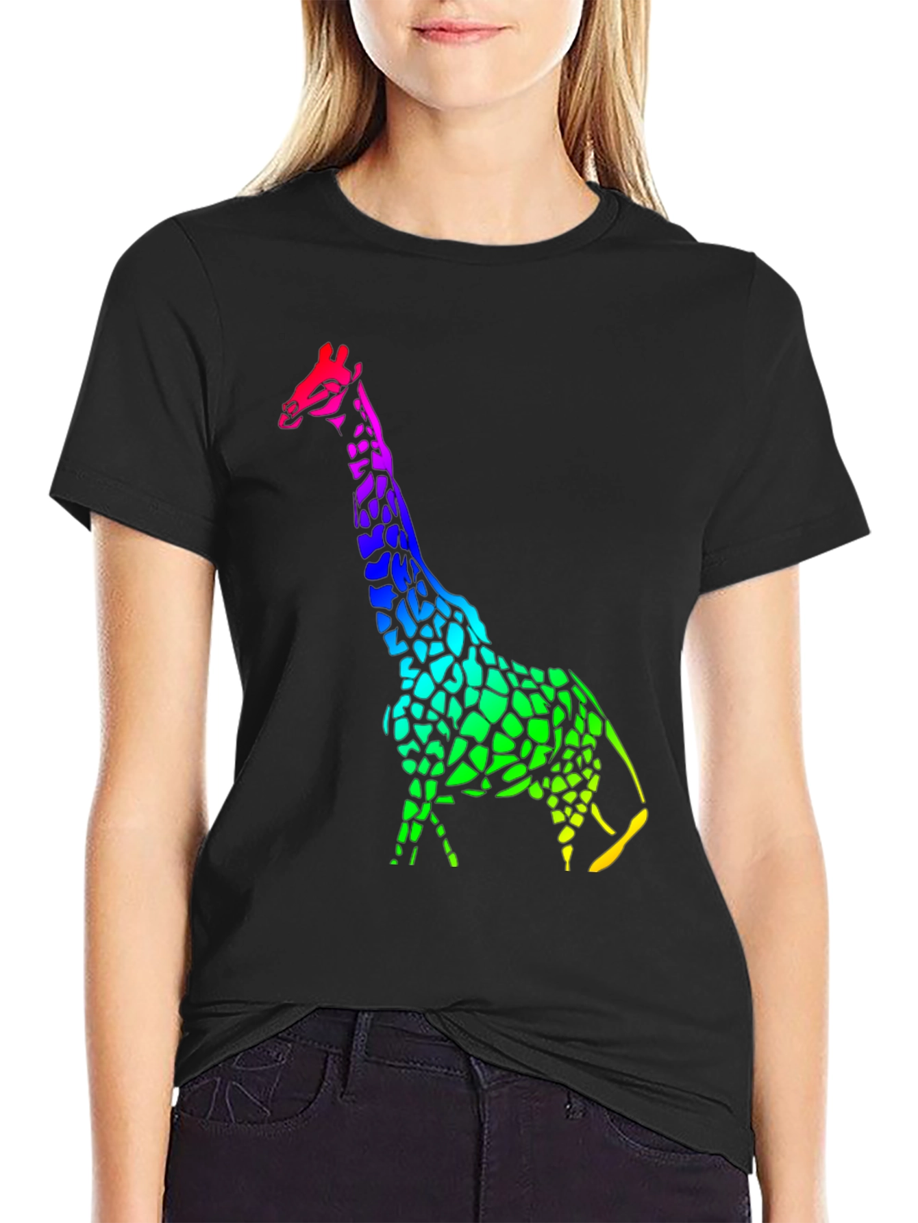 Rainbow Giraffe Graphic Tee - Unique Design