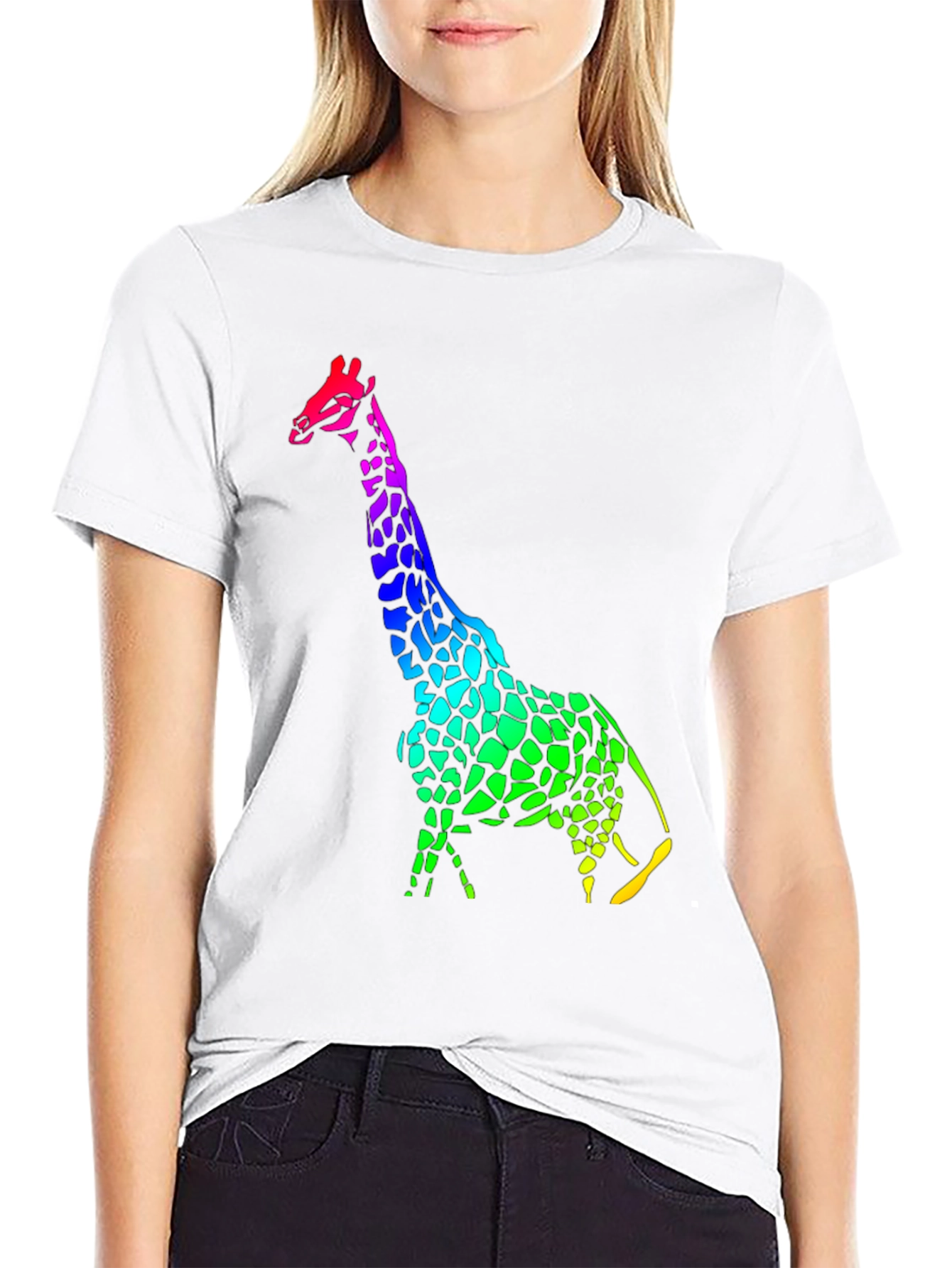 Rainbow Giraffe Graphic Tee - Unique Design
