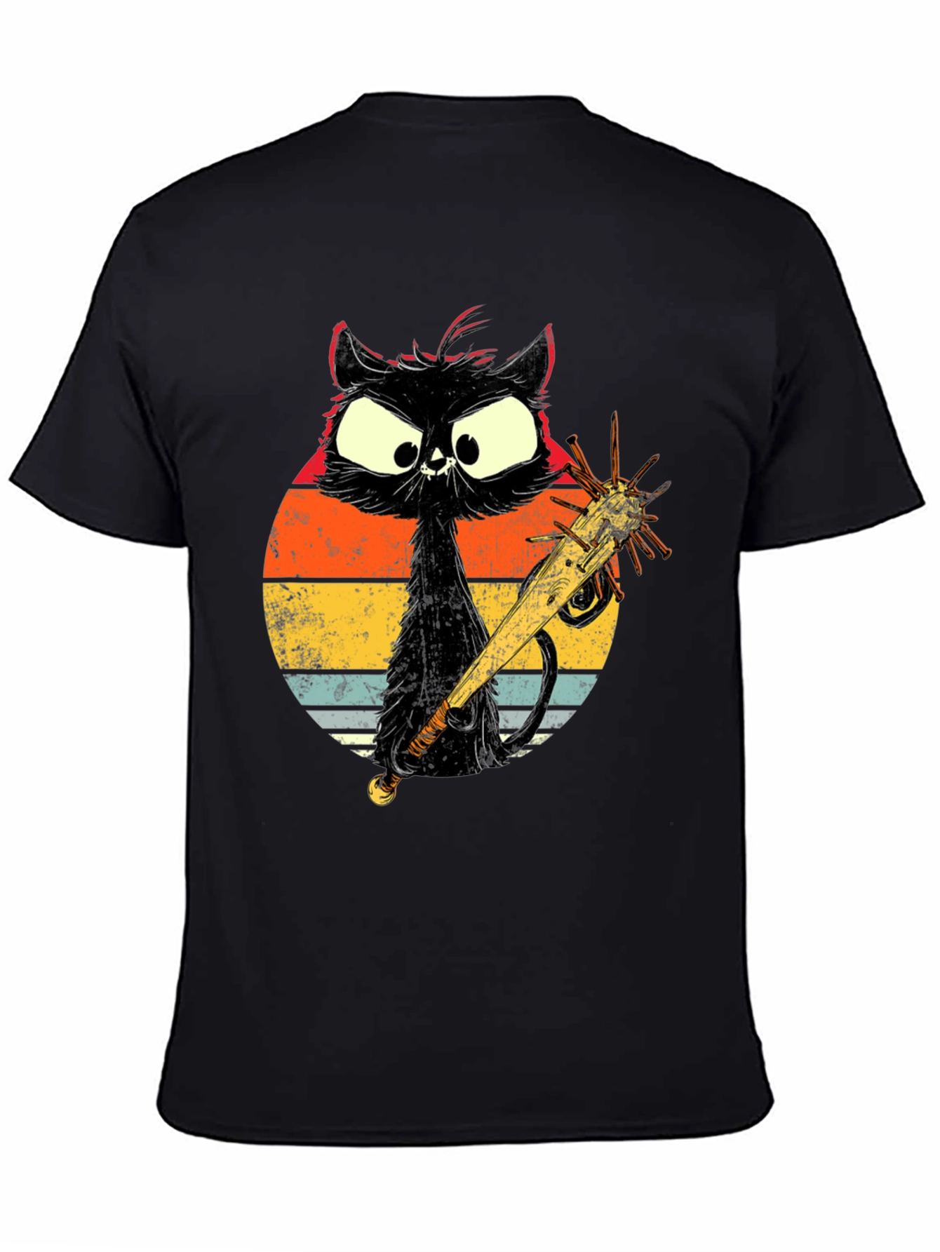 Retro Cat with Baseball Bat Graphic T-Shirt