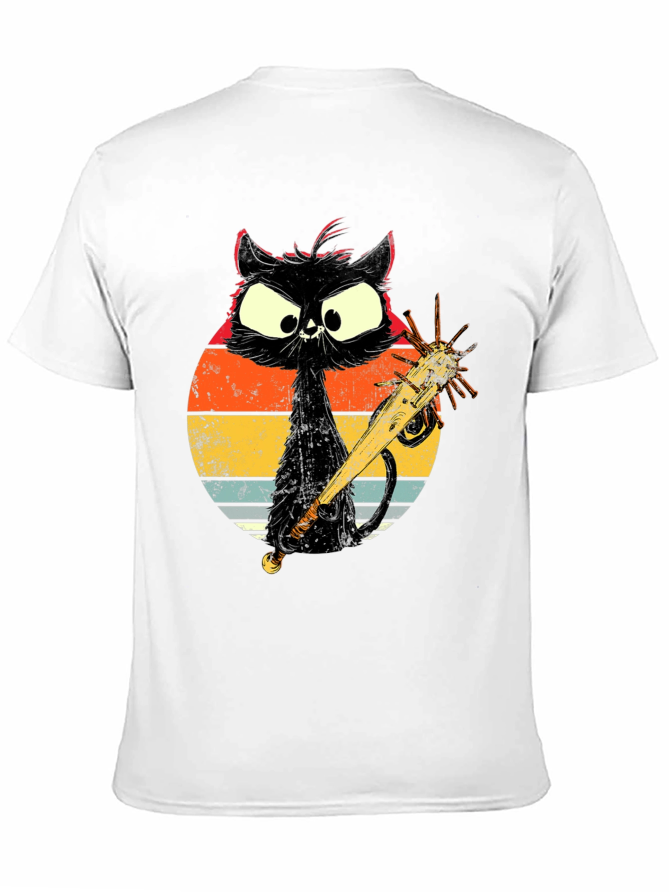 Retro Cat with Baseball Bat Graphic T-Shirt