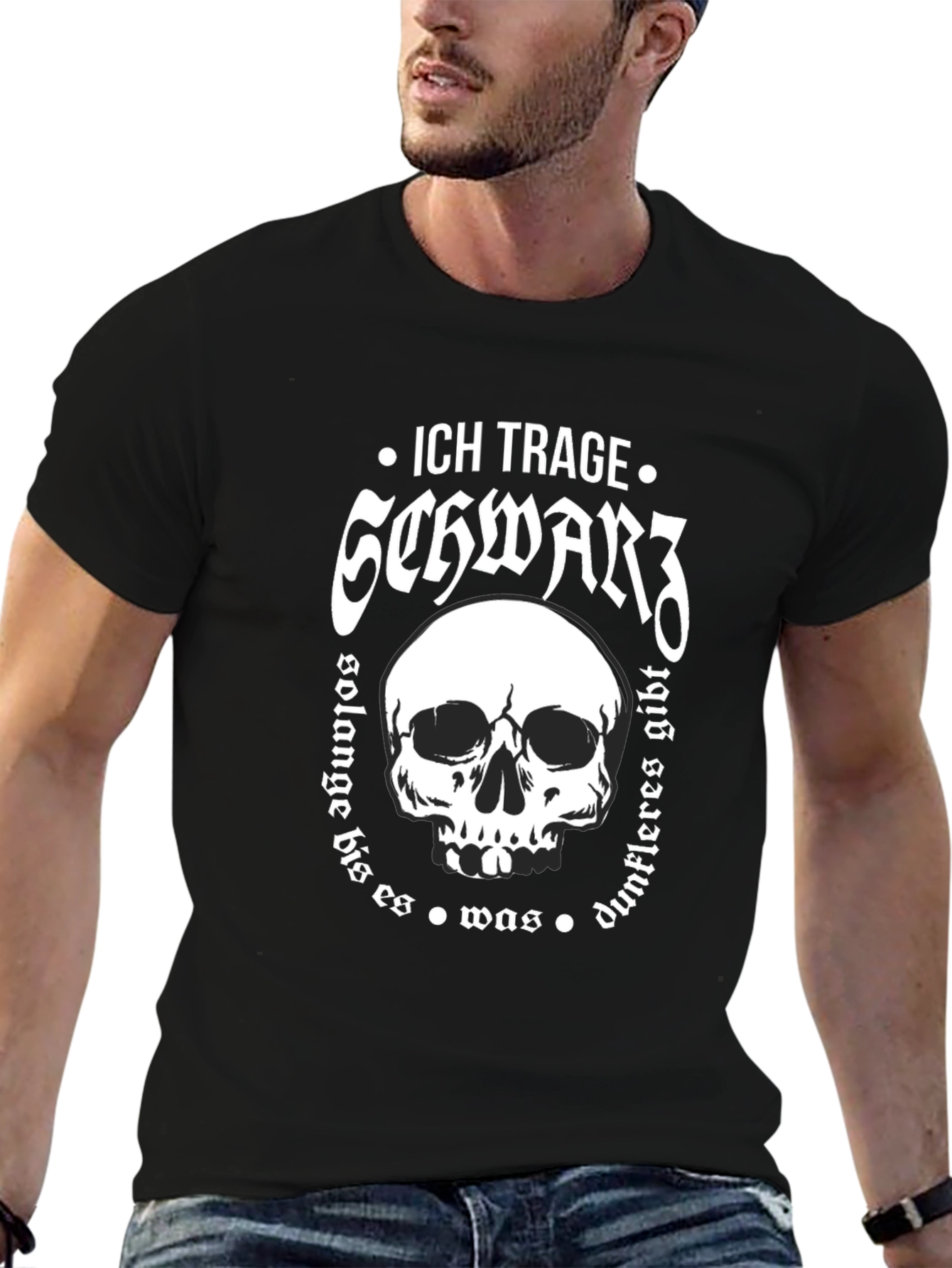 Ich Trage Schwarz Skull Graphic T-Shirt