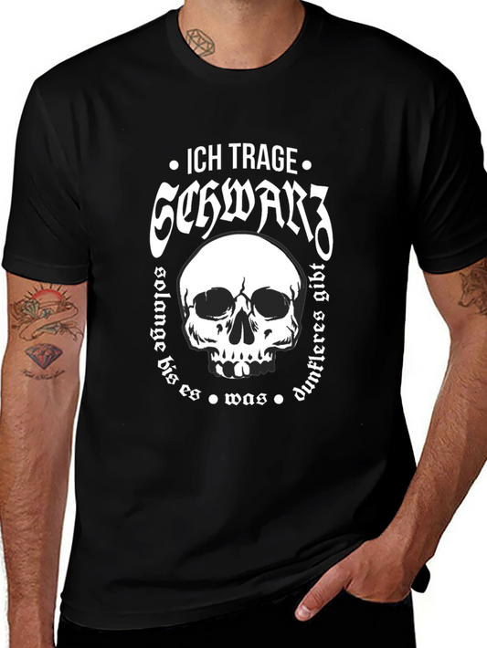 Ich Trage Schwarz Skull Graphic T-Shirt