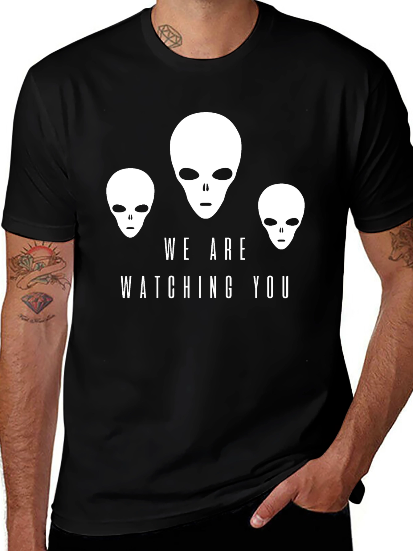 We Are Watching You Alien Graphic Tee - Black