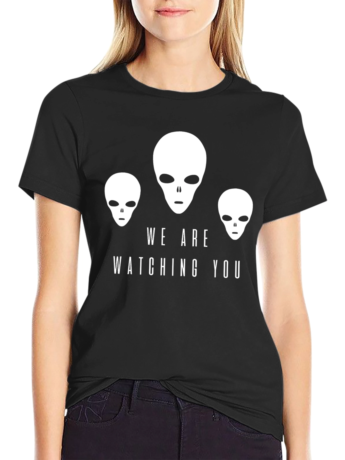 We Are Watching You Alien Graphic Tee - Black