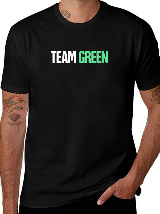 Team Green T-Shirt - Black Cotton Tee