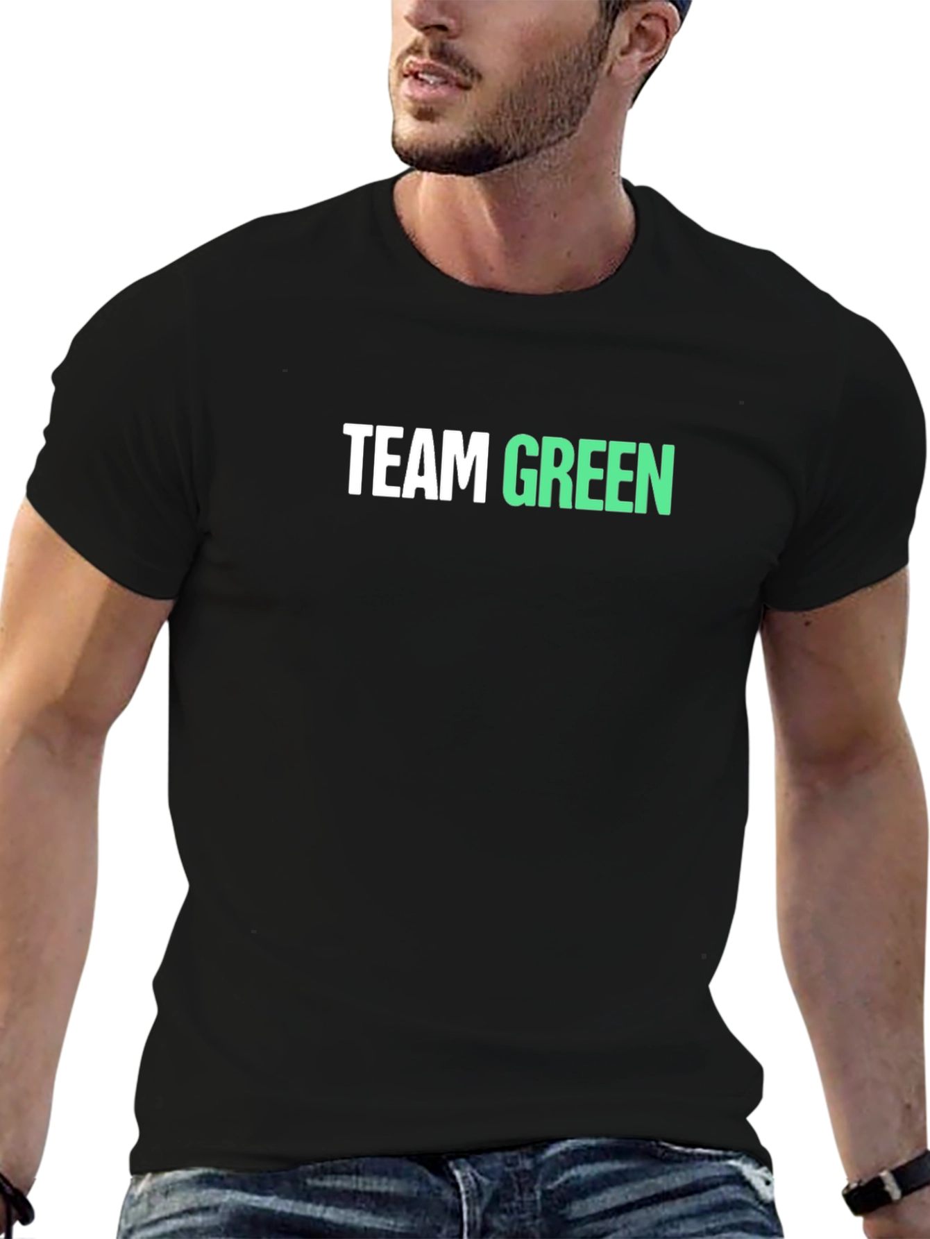 Team Green T-Shirt - Black Cotton Tee