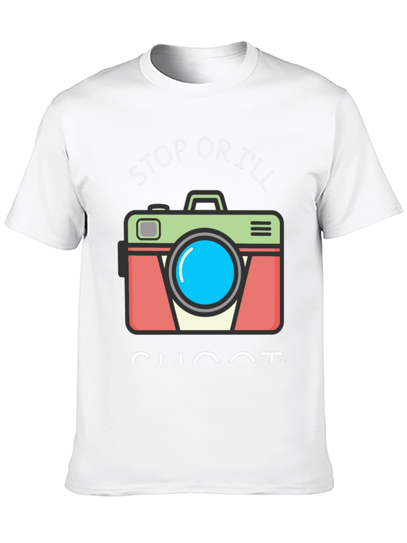 Stop or Ill Shoot Funny Camera Graphic T-Shirt