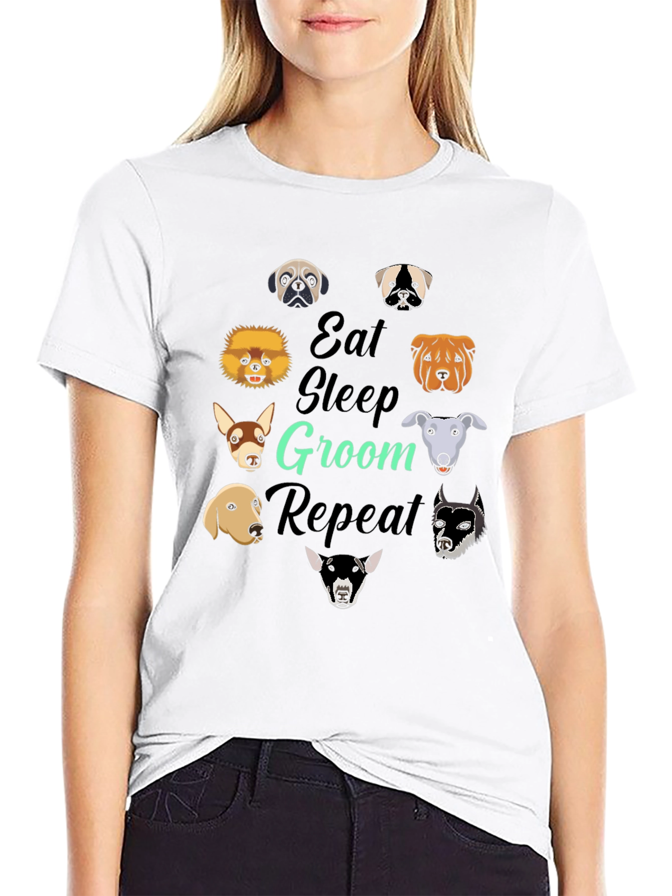 Eat Sleep Groom Repeat Dog Breed T-Shirt